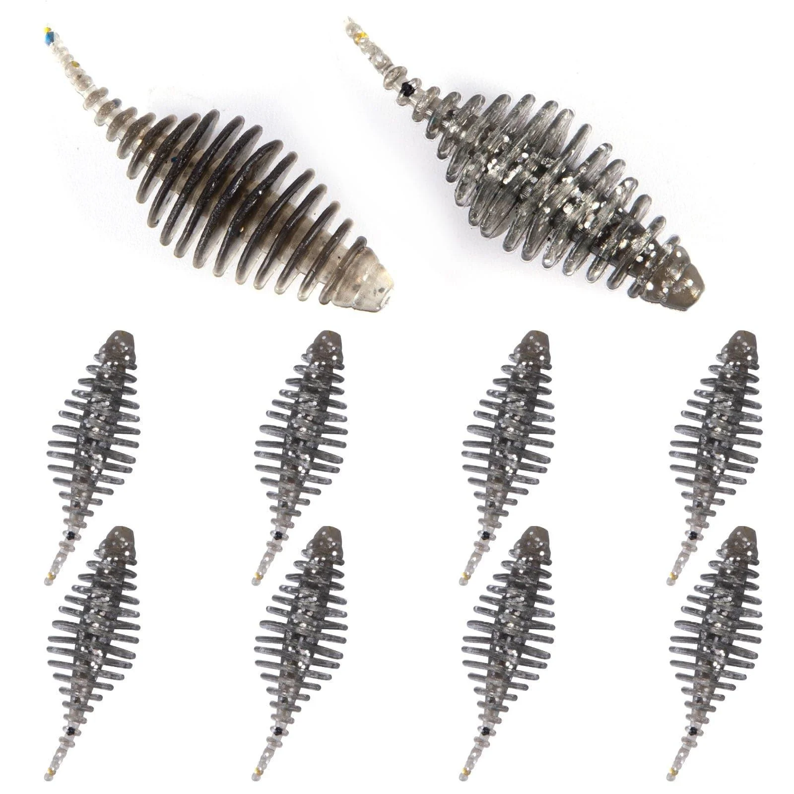 Dr.FIsh 10pcs Soft Plastic Ribbed Swimbait 1.4'' - Image 16