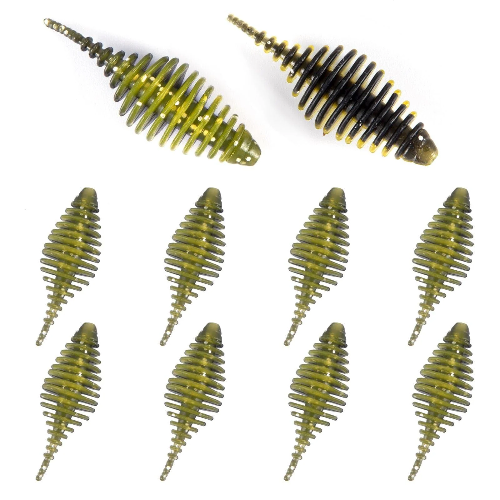 Dr.FIsh 10pcs Soft Plastic Ribbed Swimbait 1.4'' - Image 17