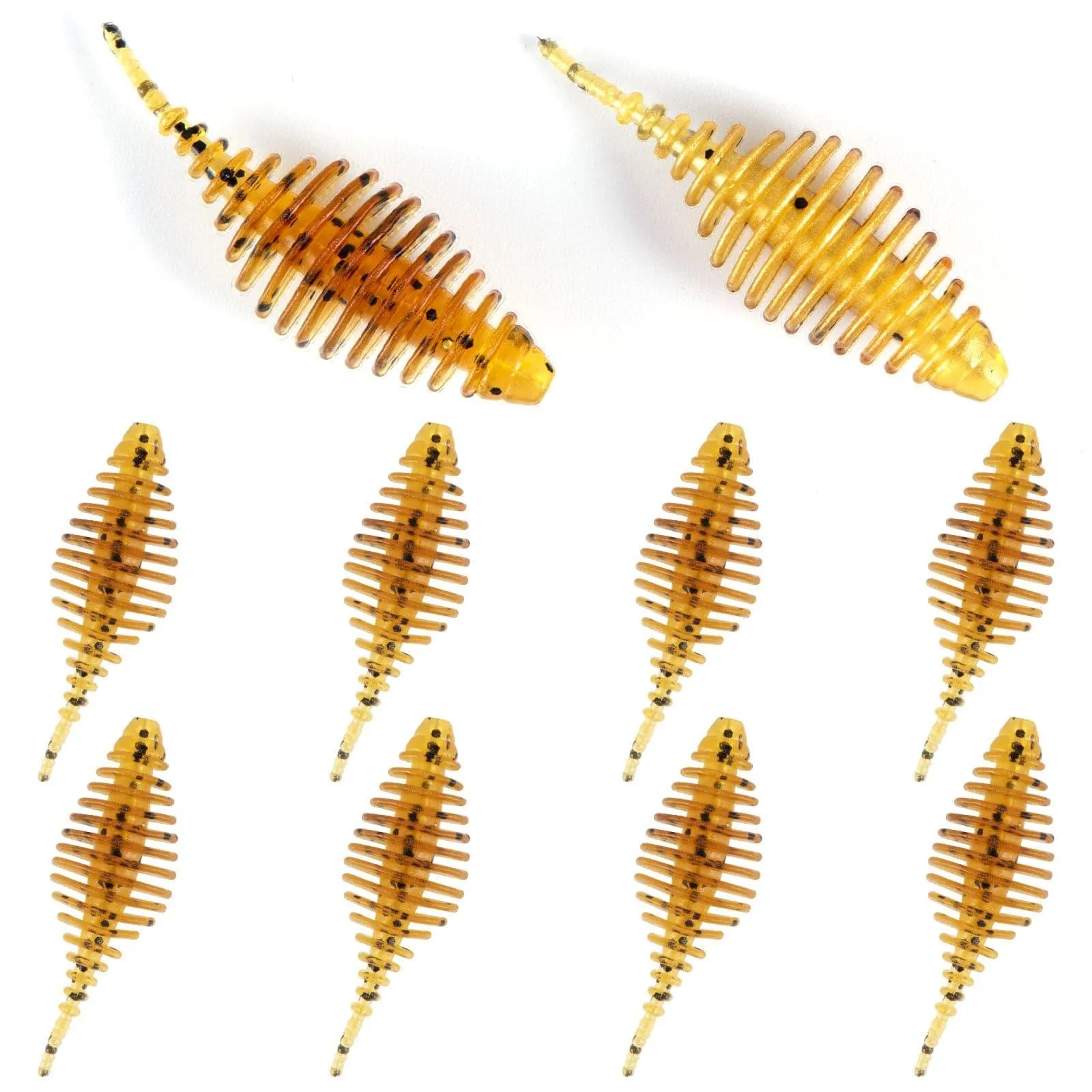 Dr.FIsh 10pcs Soft Plastic Ribbed Swimbait 1.4'' - Image 18