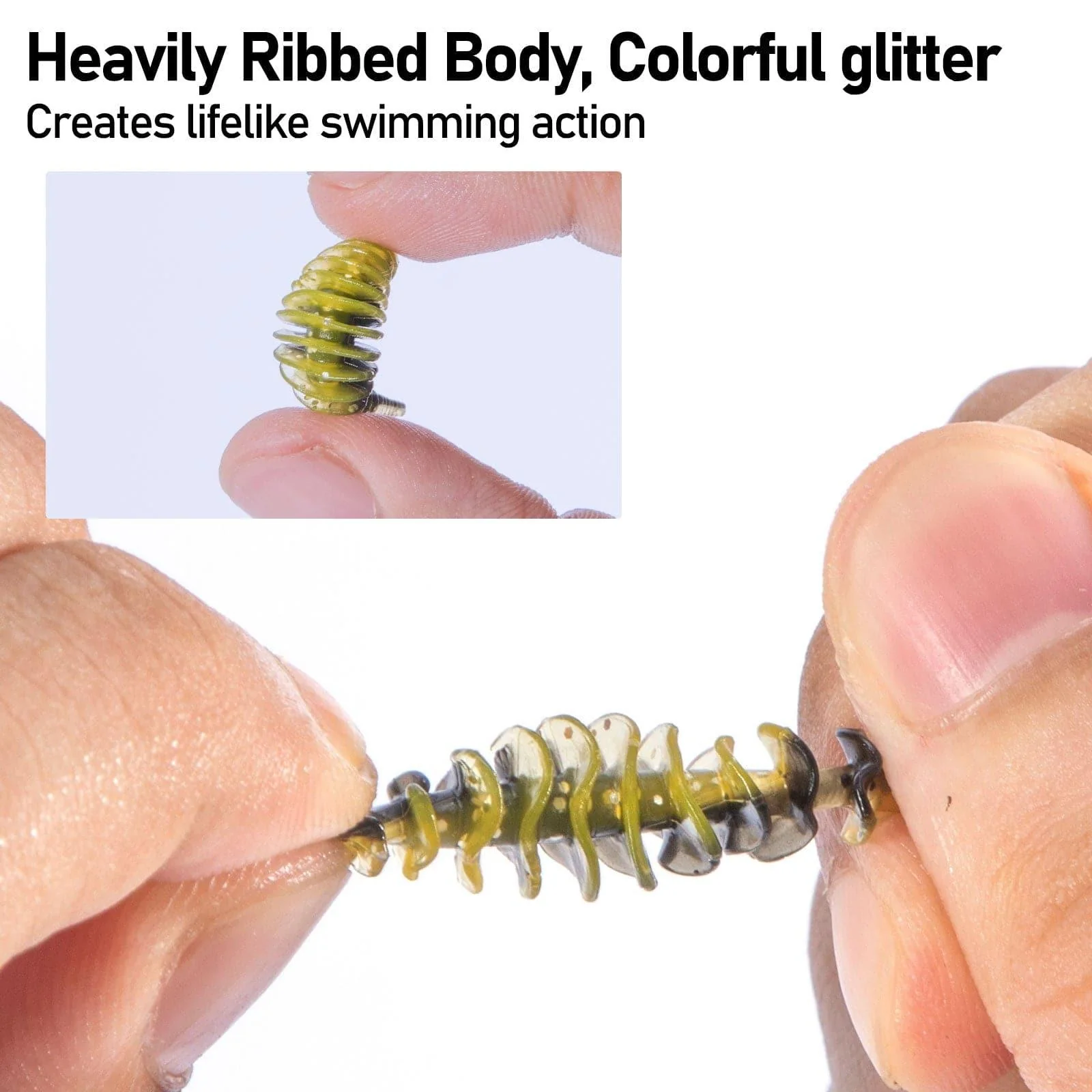Dr.FIsh 10pcs Soft Plastic Ribbed Swimbait 1.4'' - Image 4