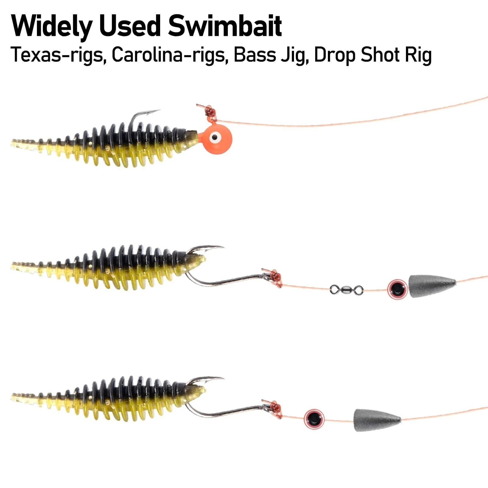 Dr.FIsh 10pcs Soft Plastic Ribbed Swimbait 1.4'' - Image 5