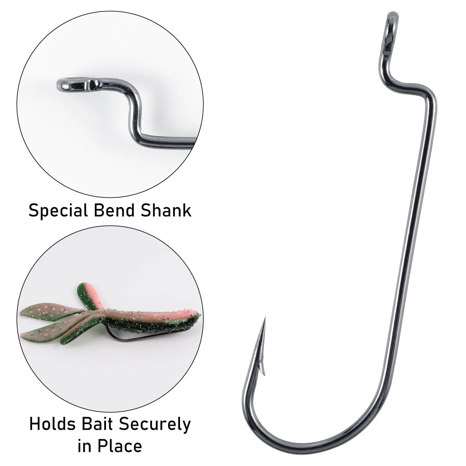 Dr.Fish 100pcs Offset Worm Hooks #1-#5/0 - Image 5