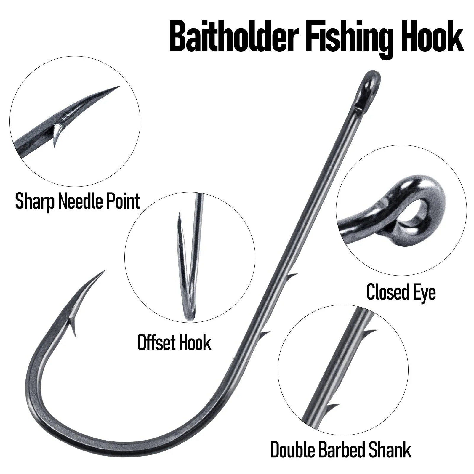 Dr.Fish 100pcs Baitholder Fishing Hooks 1#-10# - Image 2