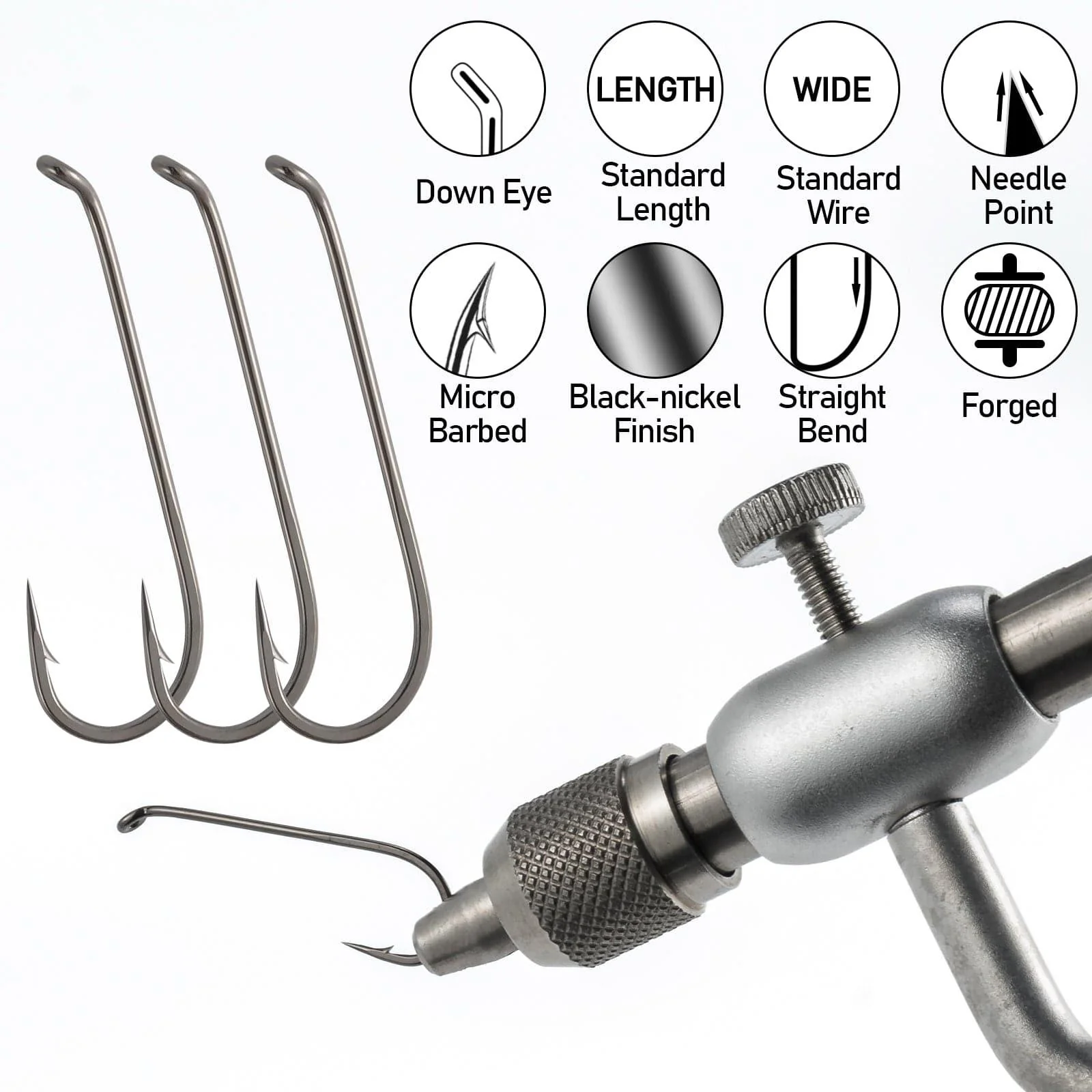 Dr.Fish 100pcs Barbed Dry Fly Fishing Hooks 22#-10# - Image 3