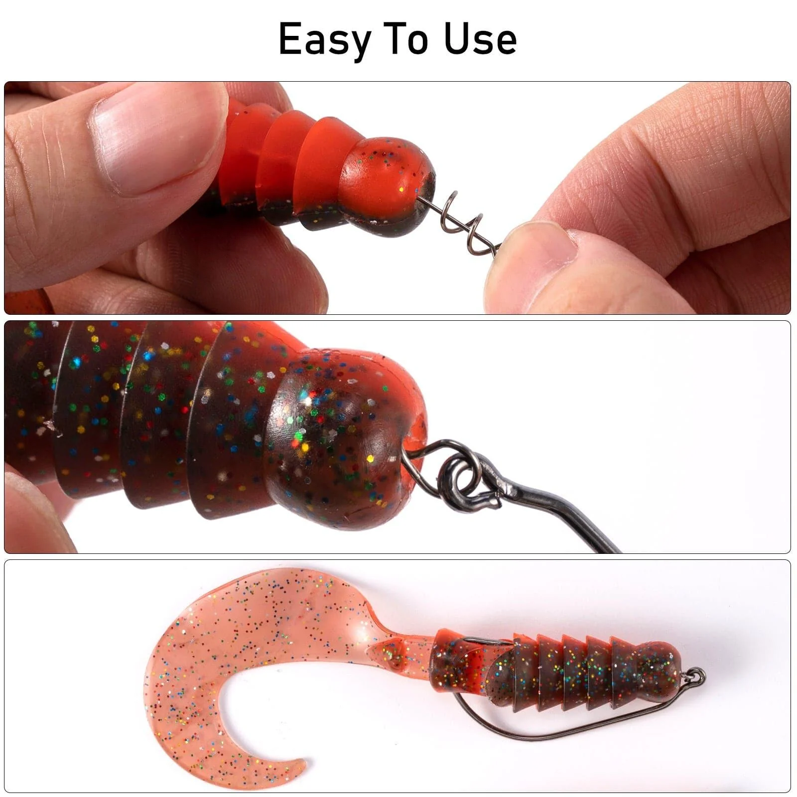 Dr.Fish 100pcs Soft Plastic Lures Worm Hooks  1/0-5/0 - Image 4