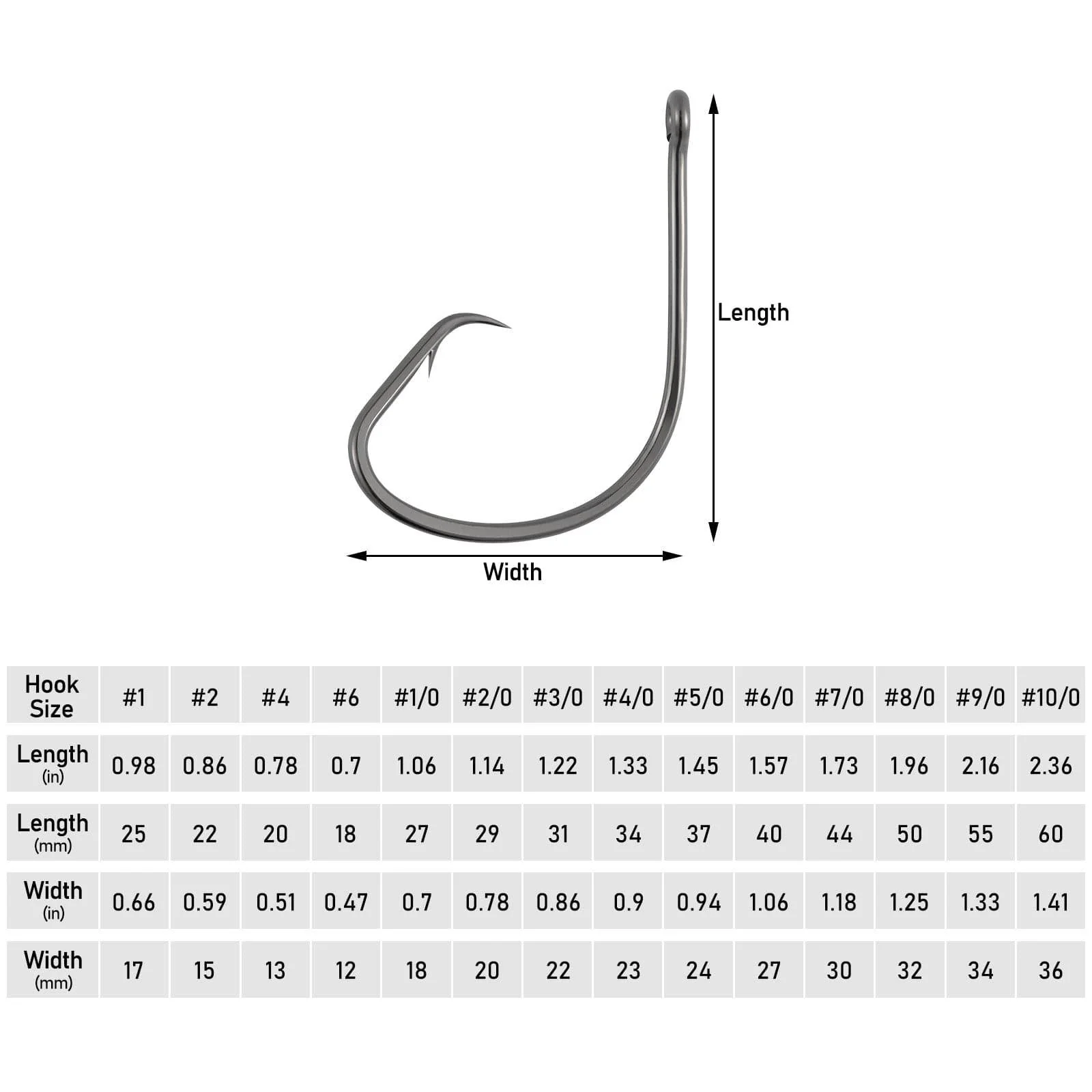 Dr.Fish 100pcs Strong Circle Hooks #1-#10/0 - Image 2
