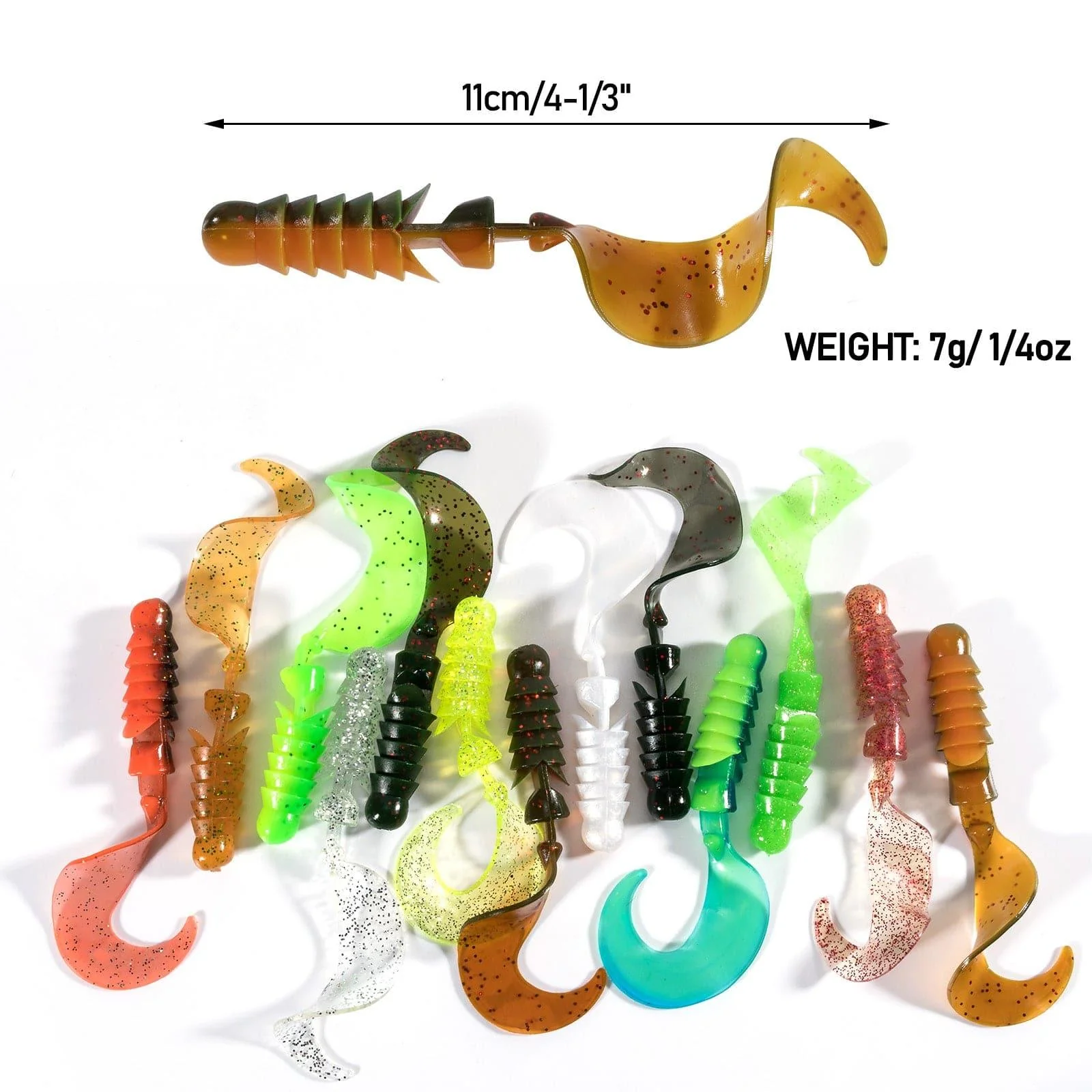 Dr.Fish 10pcs Worm Swimbaits Ribbon Tail  4-1/3‘‘ 1/4oz - Image 7