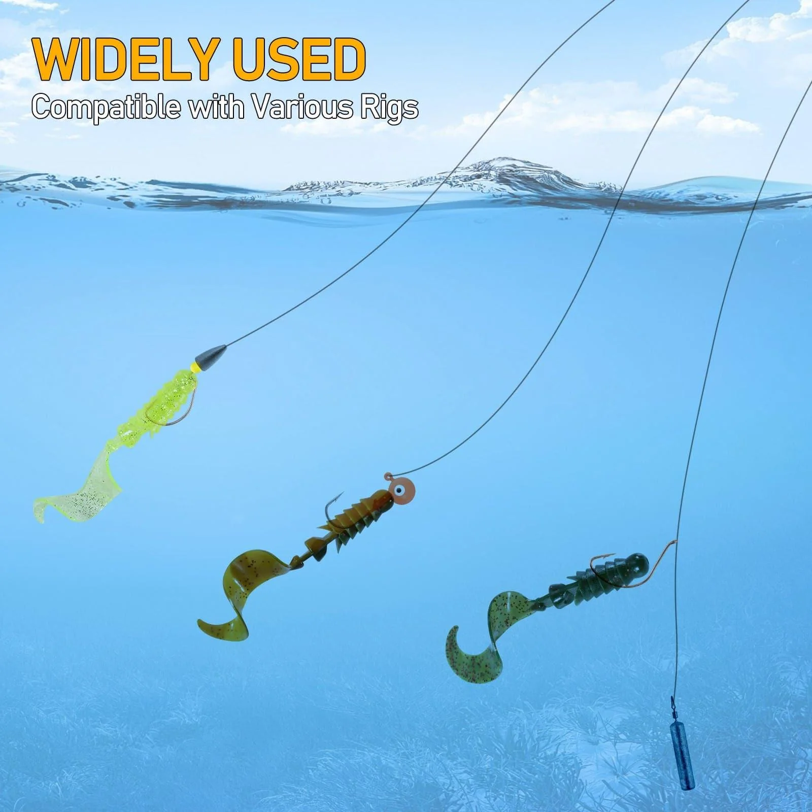 Dr.Fish 10pcs Worm Swimbaits Ribbon Tail  4-1/3‘‘ 1/4oz - Image 9