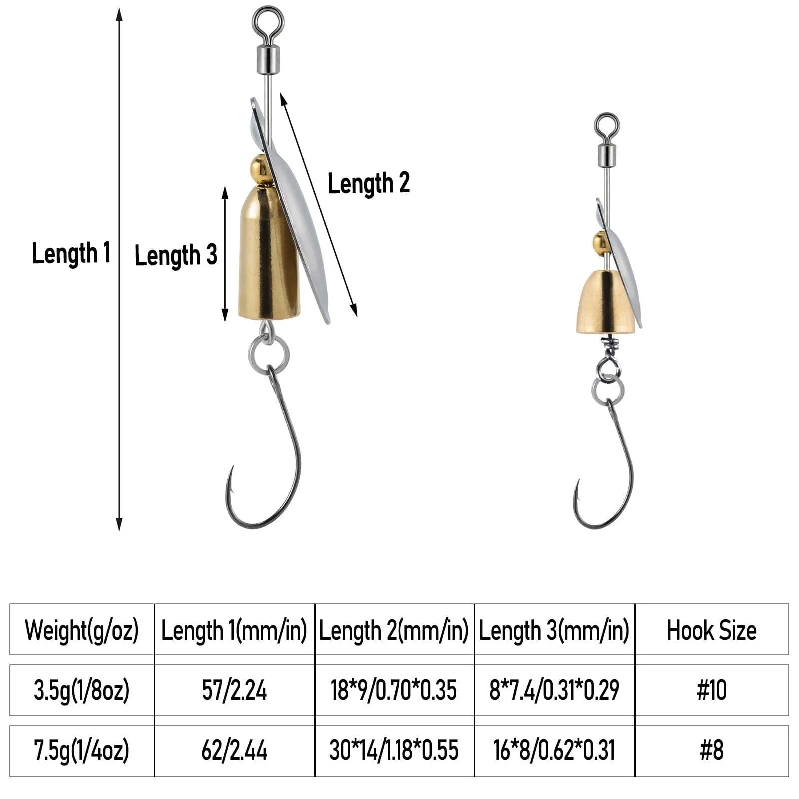 Dr.Fish 10pcs  Spinnerbait Lures Kits 2.44'' 1/4oz - Image 3