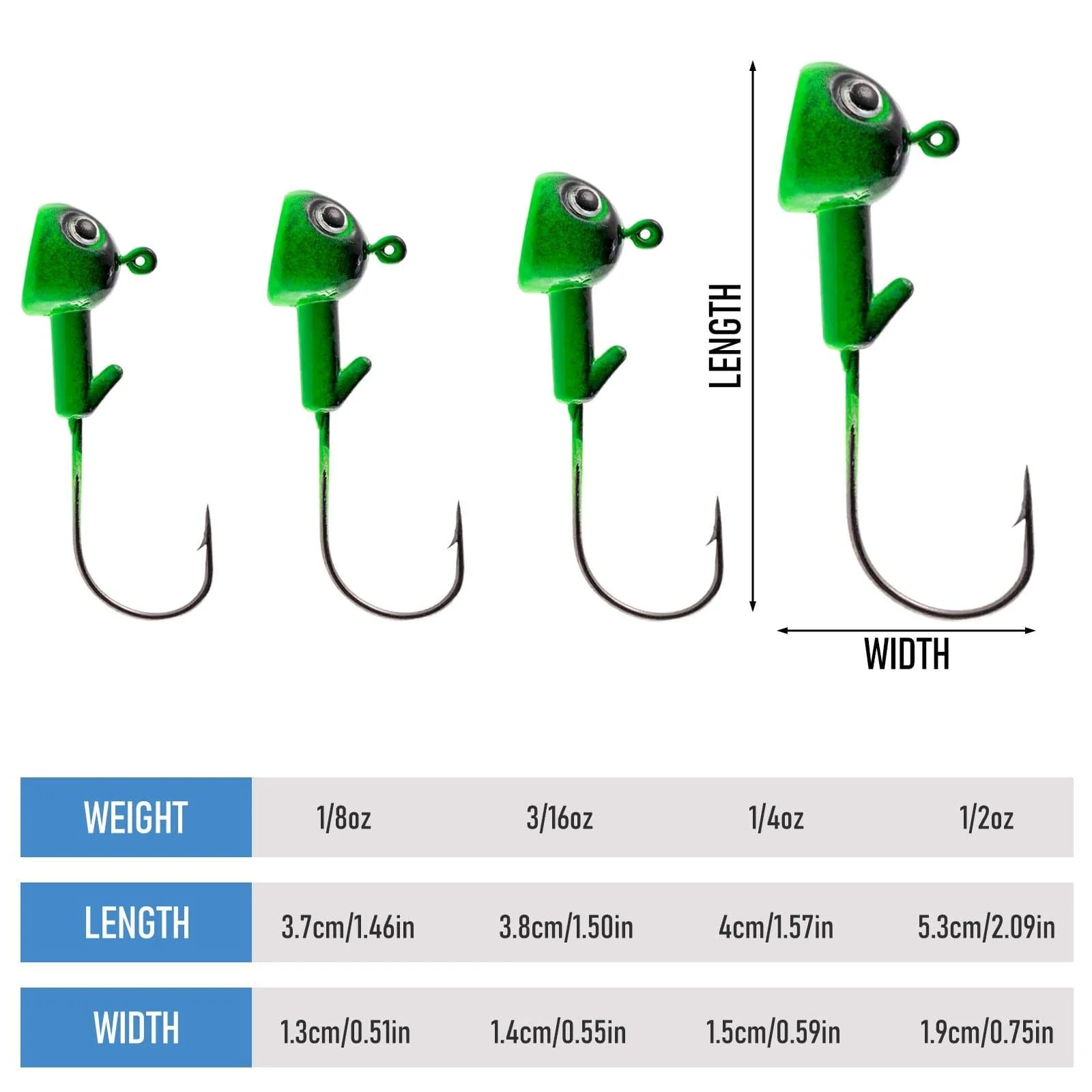 Dr.Fish 10pcs 3D Eyes Jig Head  1/8-1/2oz - Image 8