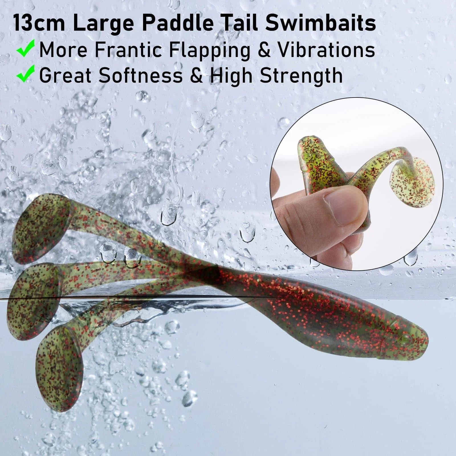 Dr.Fish 10pcs 8 Colors Flashing Glitter soft Baits 5.11'' 4oz - Image 5