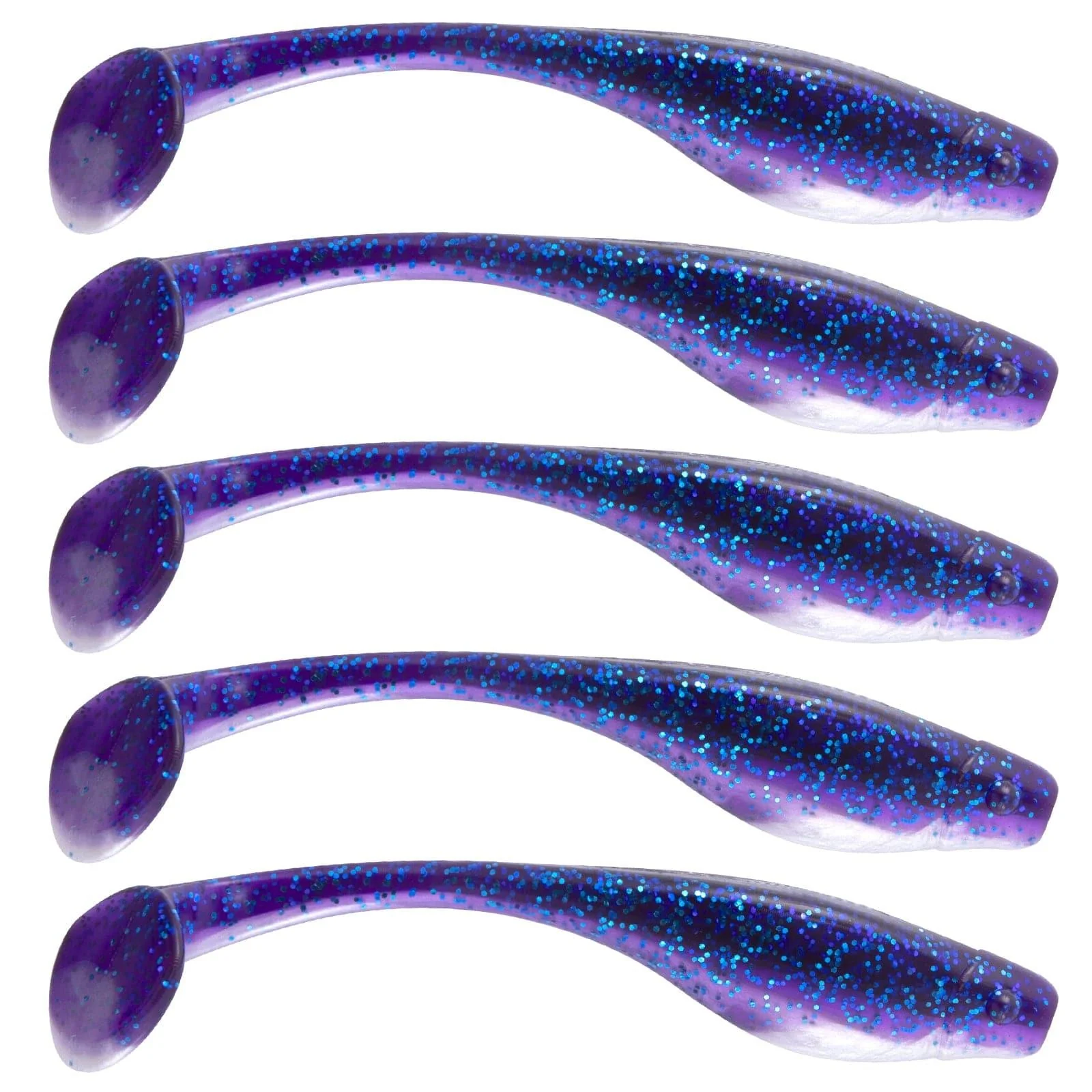 Dr.Fish 10pcs 8 Colors Flashing Glitter soft Baits 5.11'' 4oz - Image 8