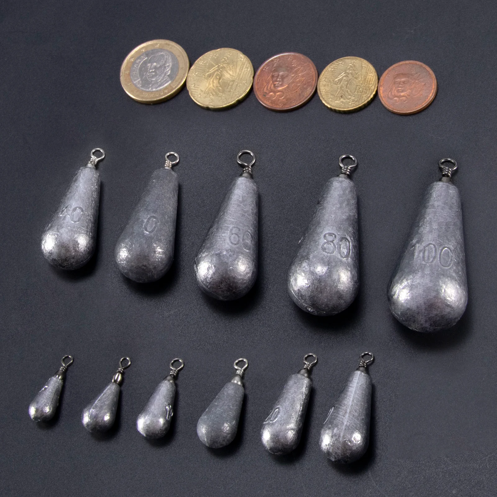Dr.Fish 10pcs Fishing Pear Weight Sets 5g-100g - Image 5