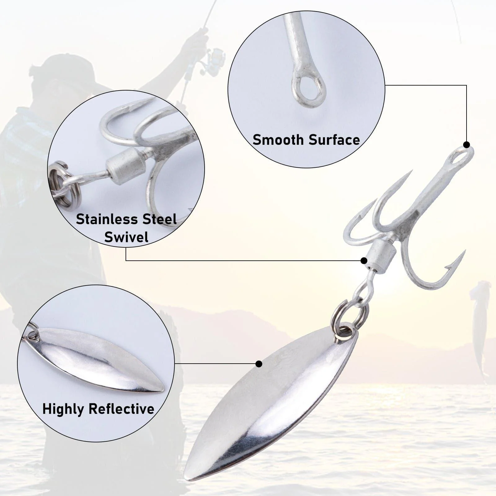 Dr.Fish 10pcs Fishing Blade Spinner Hooks Fishing Lures - Image 12