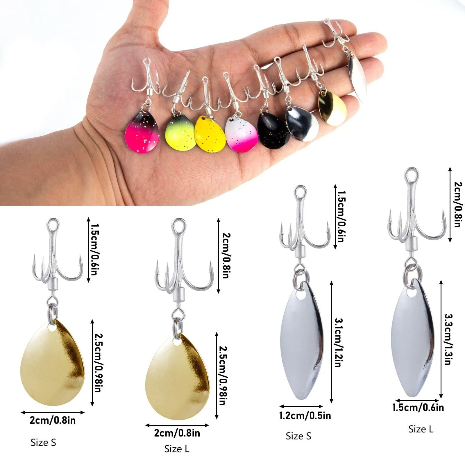 Dr.Fish 10pcs Fishing Blade Spinner Hooks Fishing Lures - Image 4