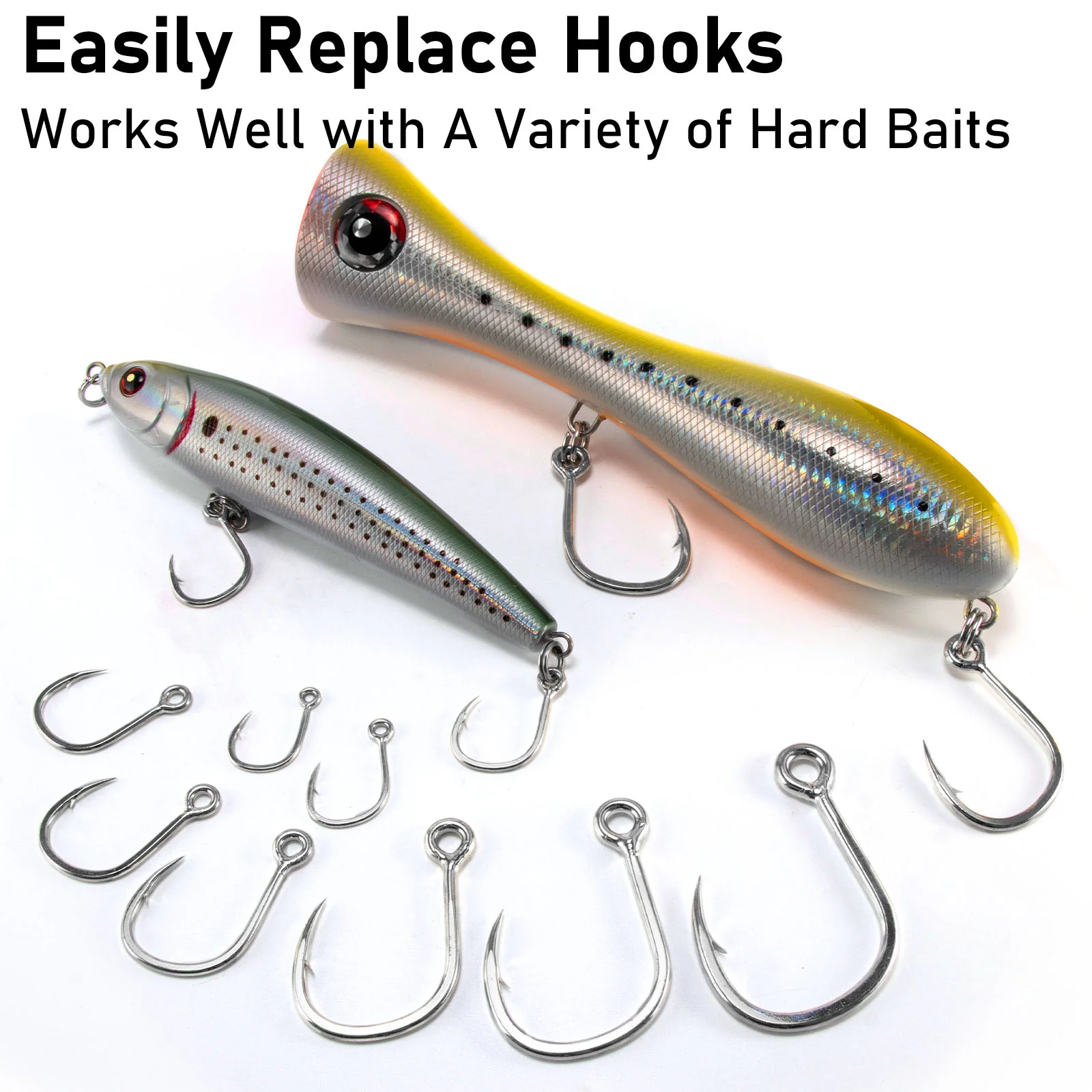 Dr.Fish 10pcs  Inline Single Hooks #1-#9/0 - Image 2