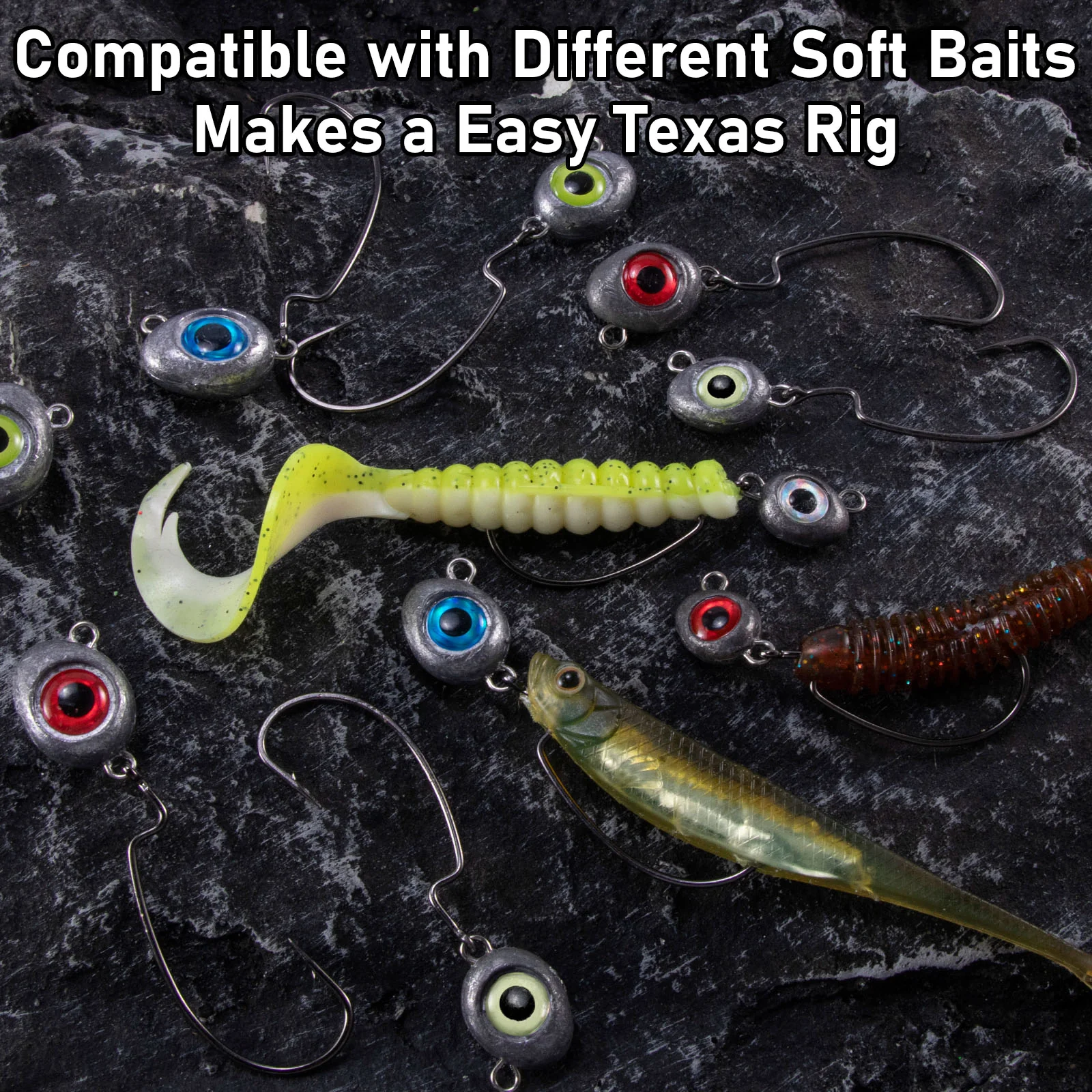 Dr.Fish 10pcs Texas Jig Head Weedless EWG Hooks 1/6-1/2oz - Image 7