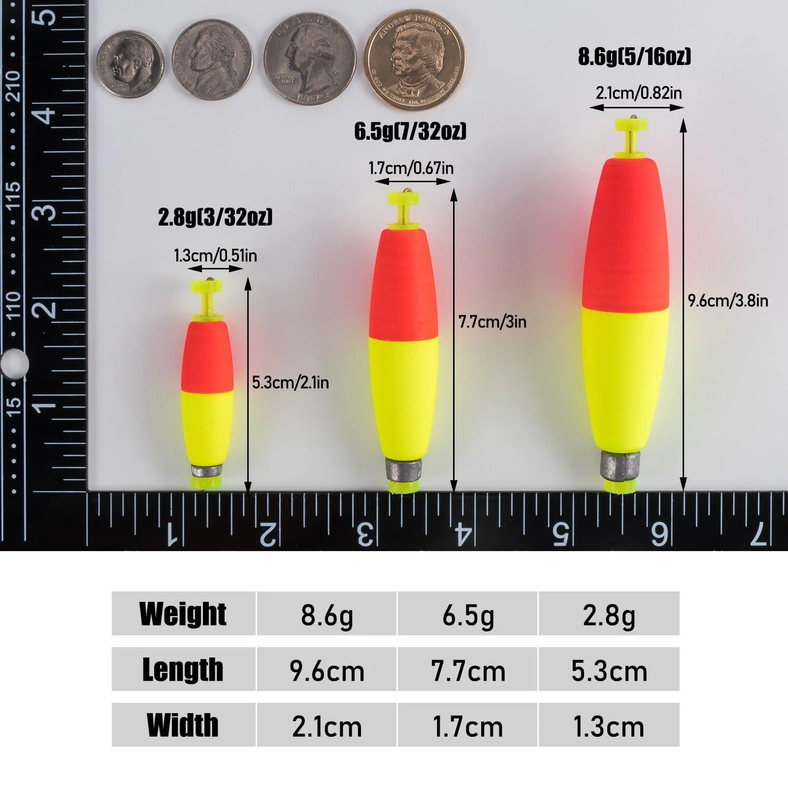Dr.Fish 10pcs Cigar Shape Fishing Float 3/32-3/10oz,2-3.8'' - Image 5