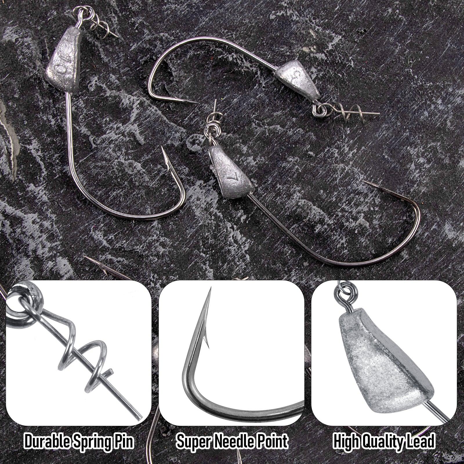 Dr.Fish 10pcs Worm Hooks Texas Jig Head 1/8-3/4oz - Image 3