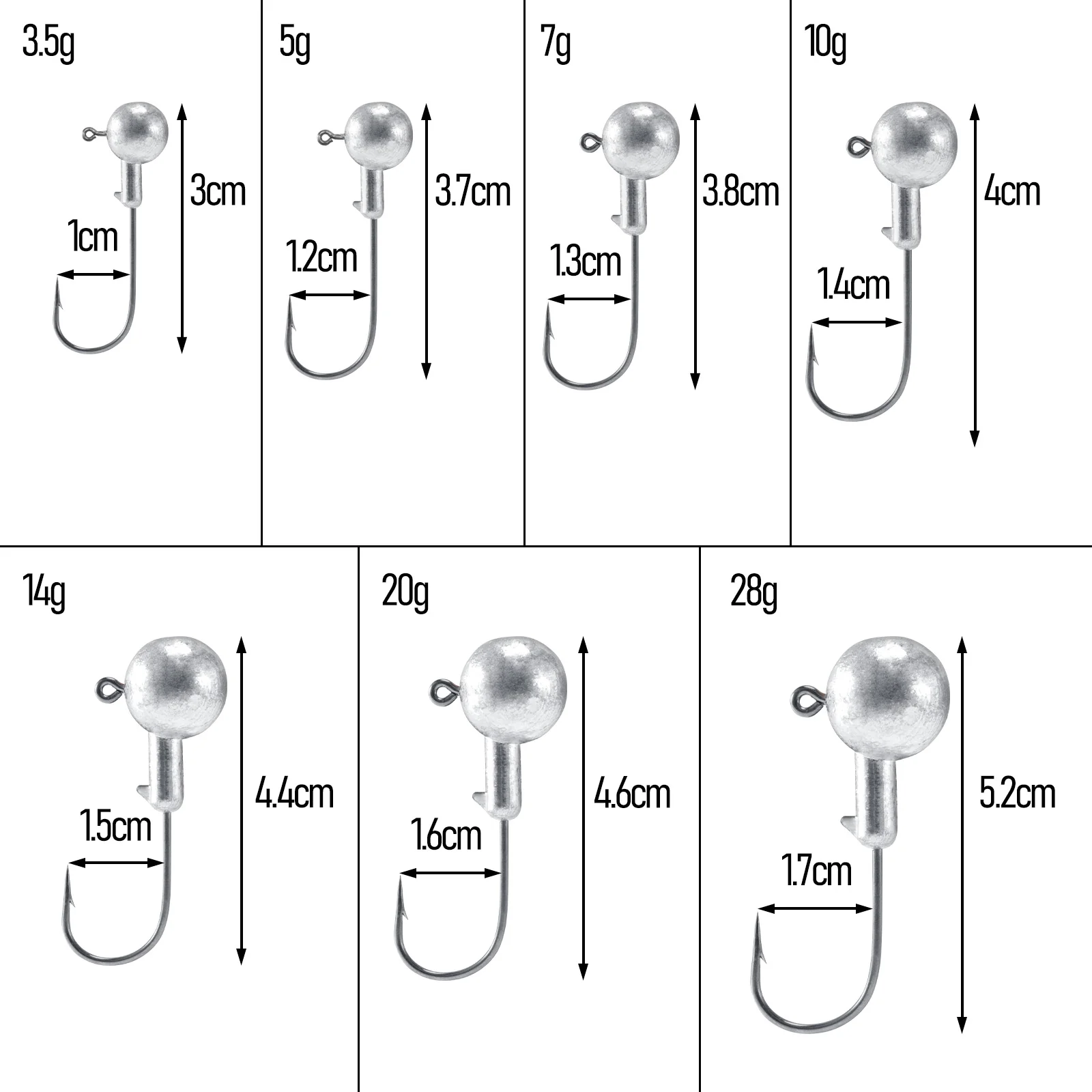 Dr.Fish 10pcs  Sharp Jig Heads Hooks 3.5-28g - Image 7