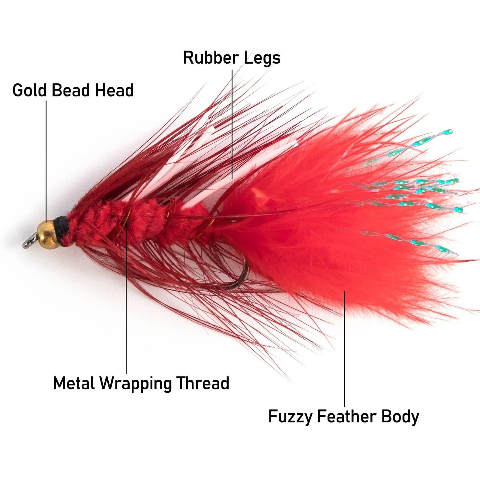 Dr.Fish 15pcs Wooly Bugger Flies 0.4g - Image 2