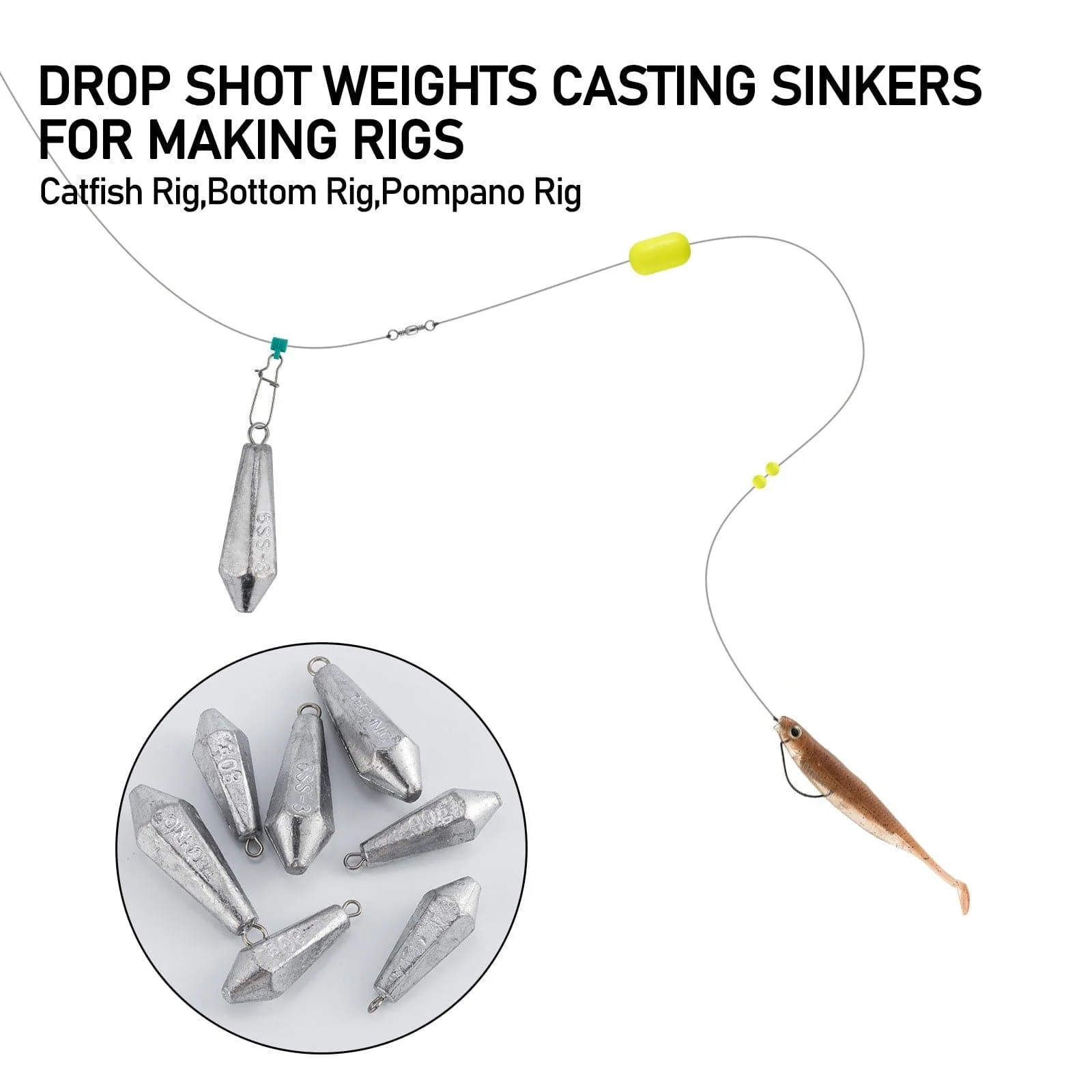 Dr.Fish 2/5/10/20pcs  Drop Shot Fishing Hexagonal Weights - Image 4