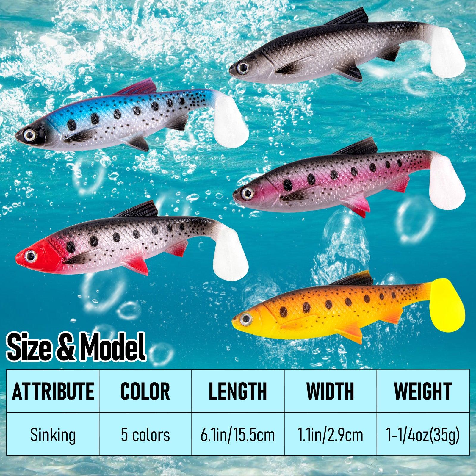 Dr.Fish 2pcs Large Soft Plastic Paddle Tail  Lures 6.1" - Image 4