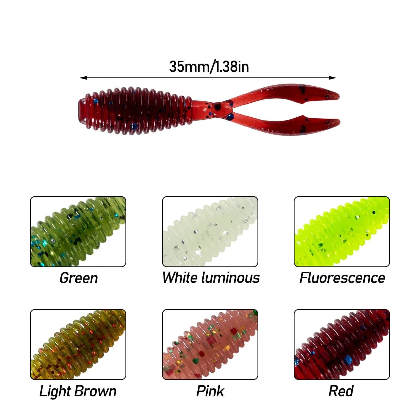 Dr.Fish 20pcs Fork Tail Soft Baits 1.38'' - Image 2