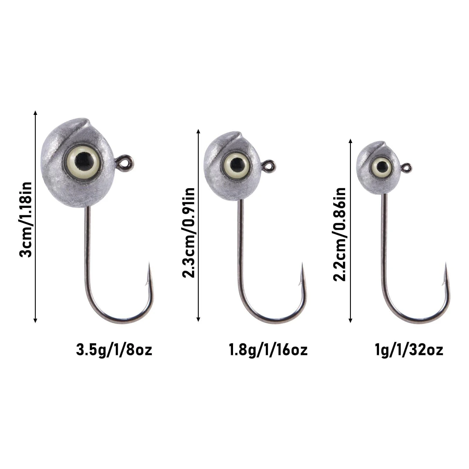 Dr.Fish 20pcs Crappie Jig Heads 1/32oz-1/8oz - Image 6