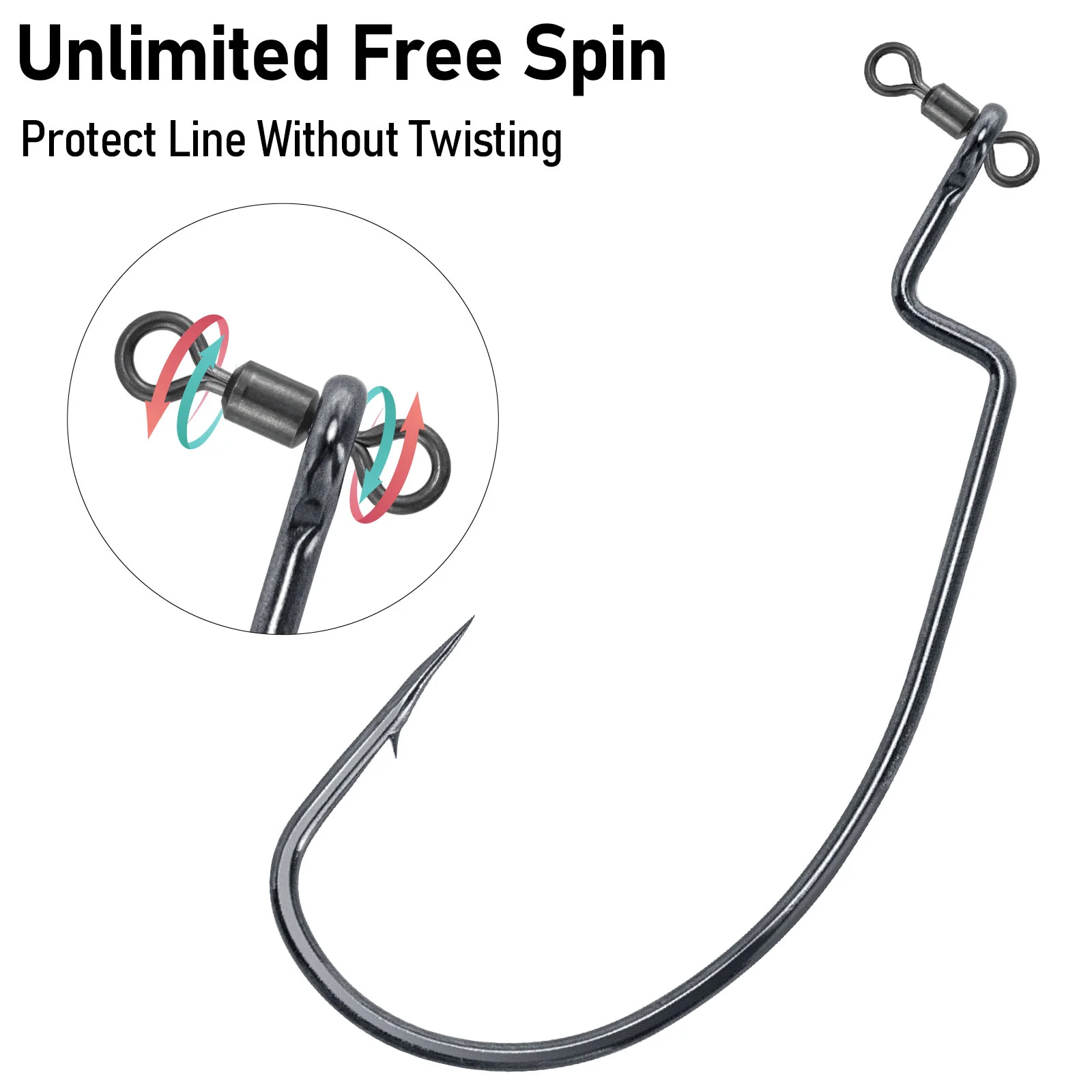 Dr.Fish 30pcs Drop Shot Swivel Hooks EWG Hooks #4-#5/0 - Image 3