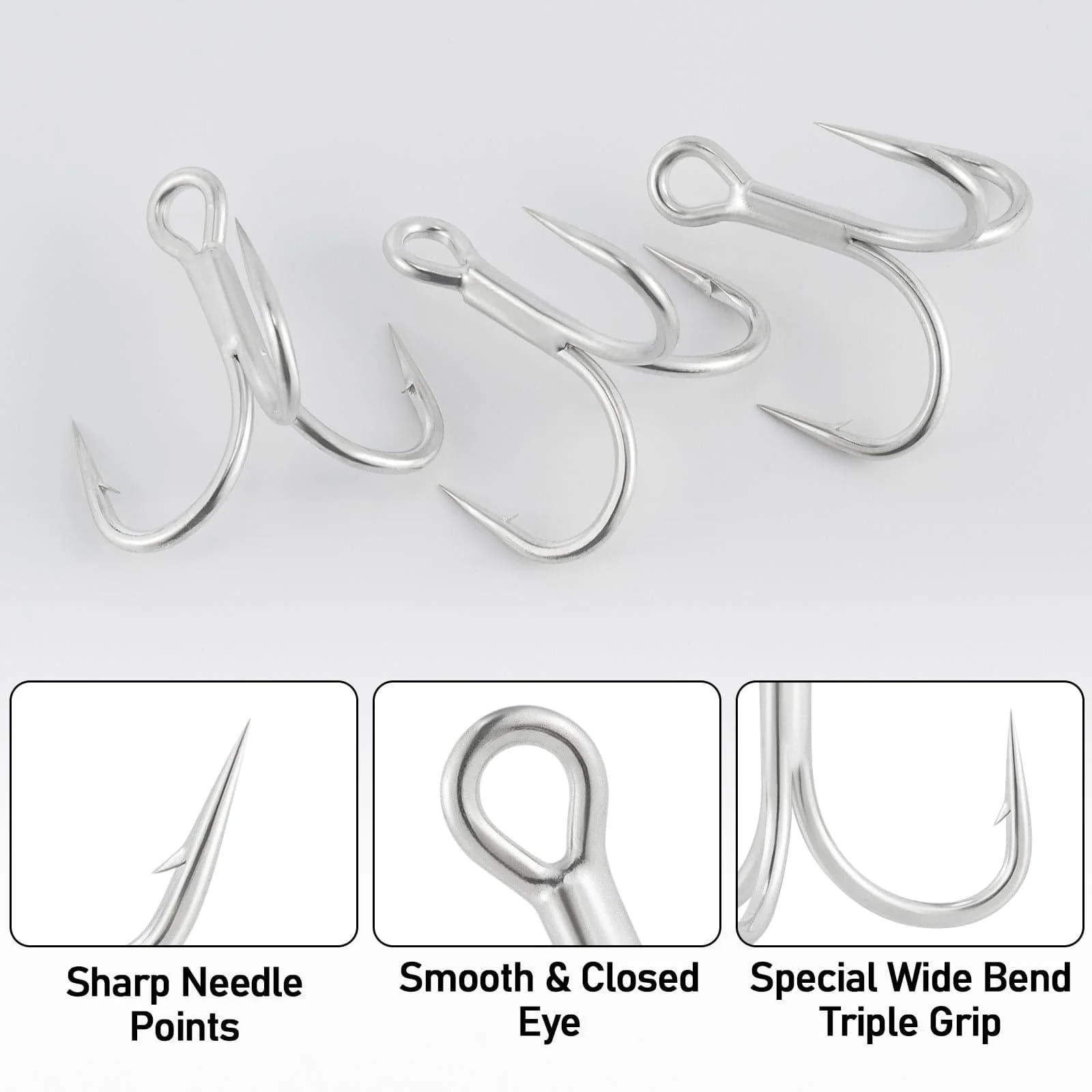 Dr.Fish 30pcs 4X Treble Hooks #8-#3/0 - Image 3