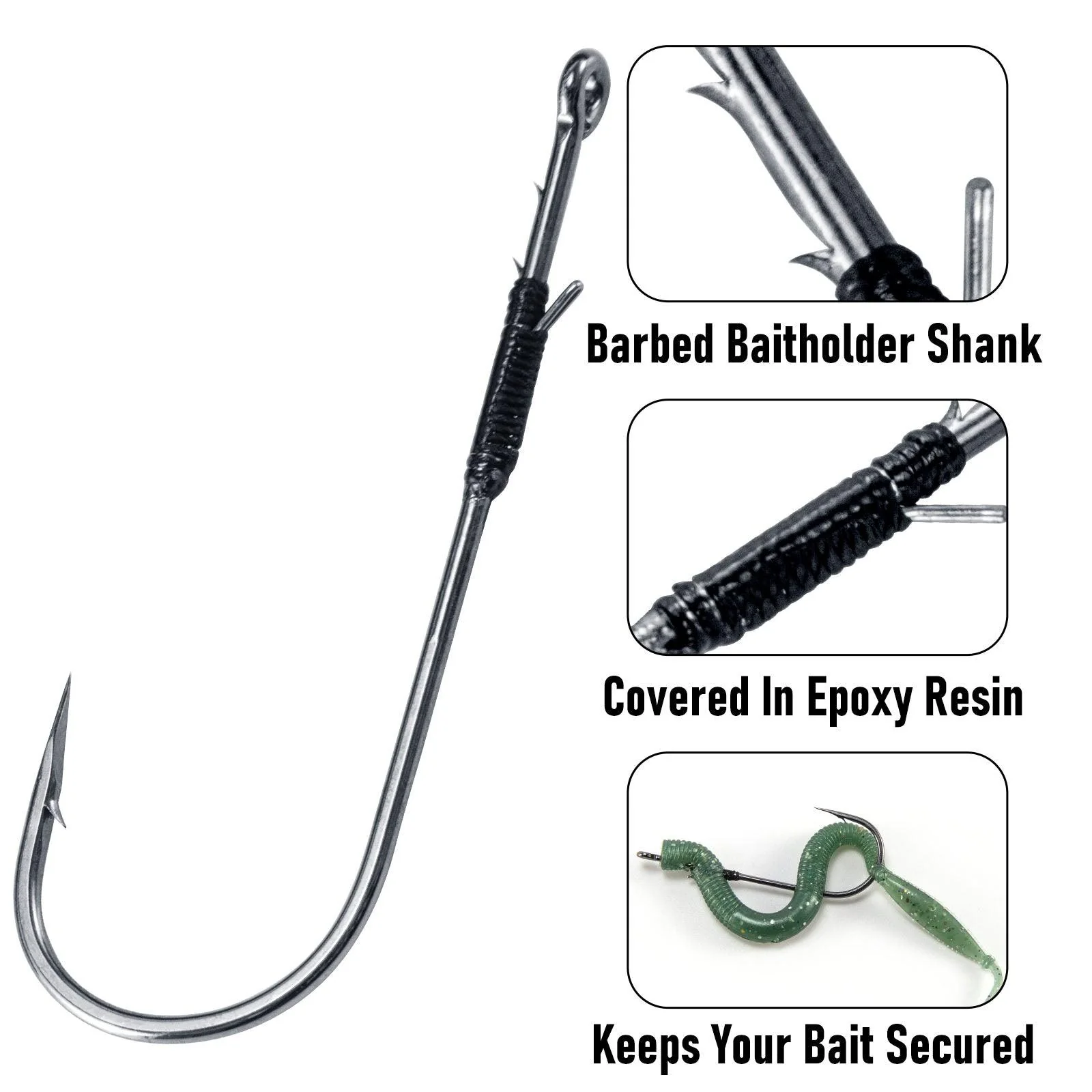 Dr.Fish 30pcs Heavy Cover Hooks with Bait Holder 1#-5/0 - Image 3