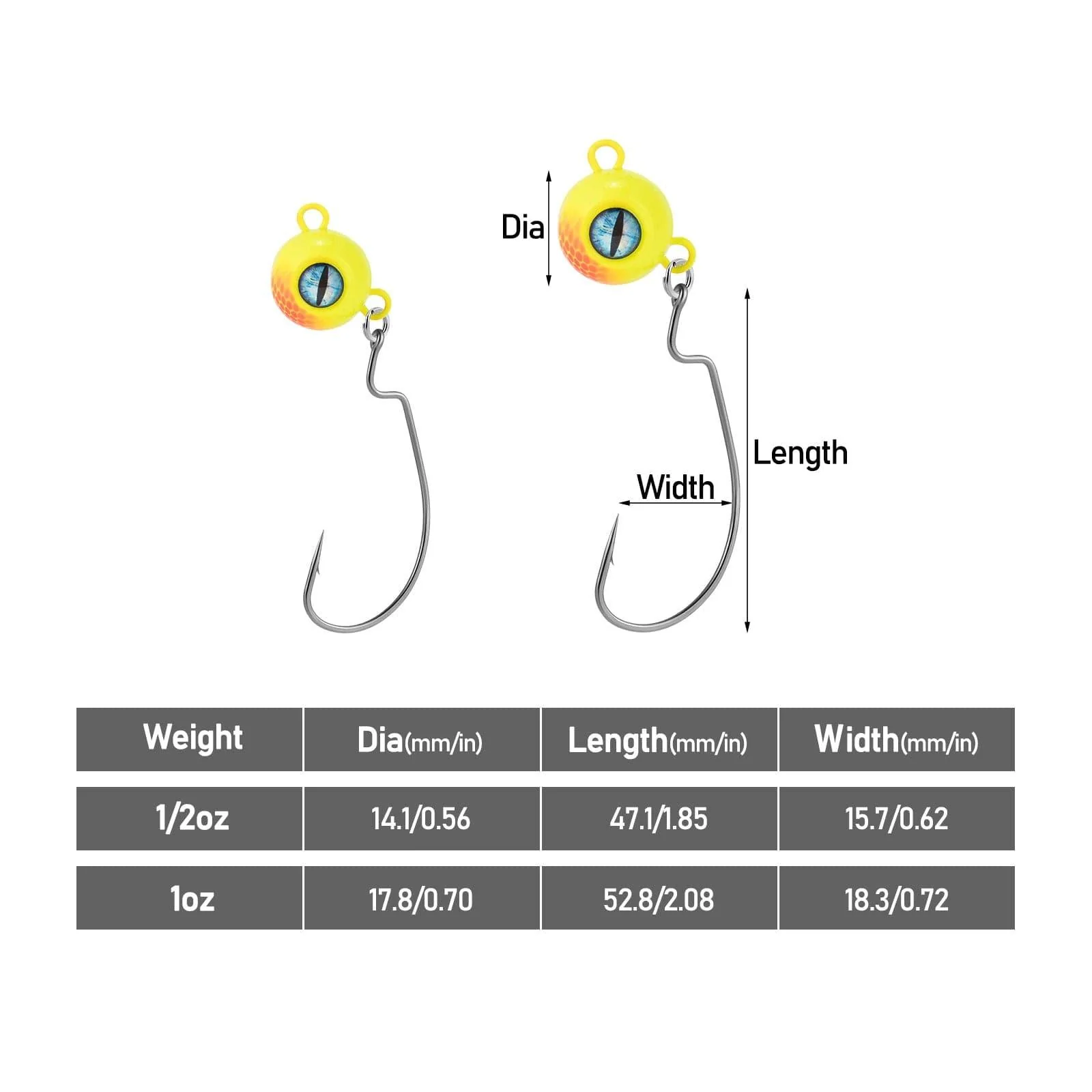 Dr.Fish 3pc 3D Big Eyes Saltwater Jig Head 1/2-1oz - Image 7