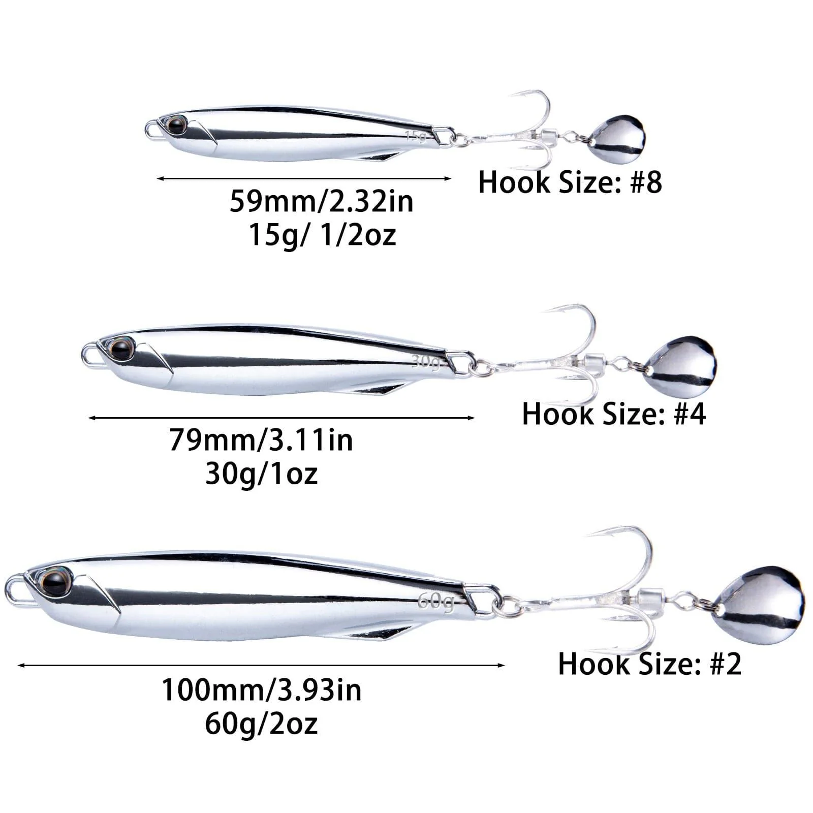 Dr.Fish 3pcs Bladed Metal Jigs 3/8oz-2oz - Image 5