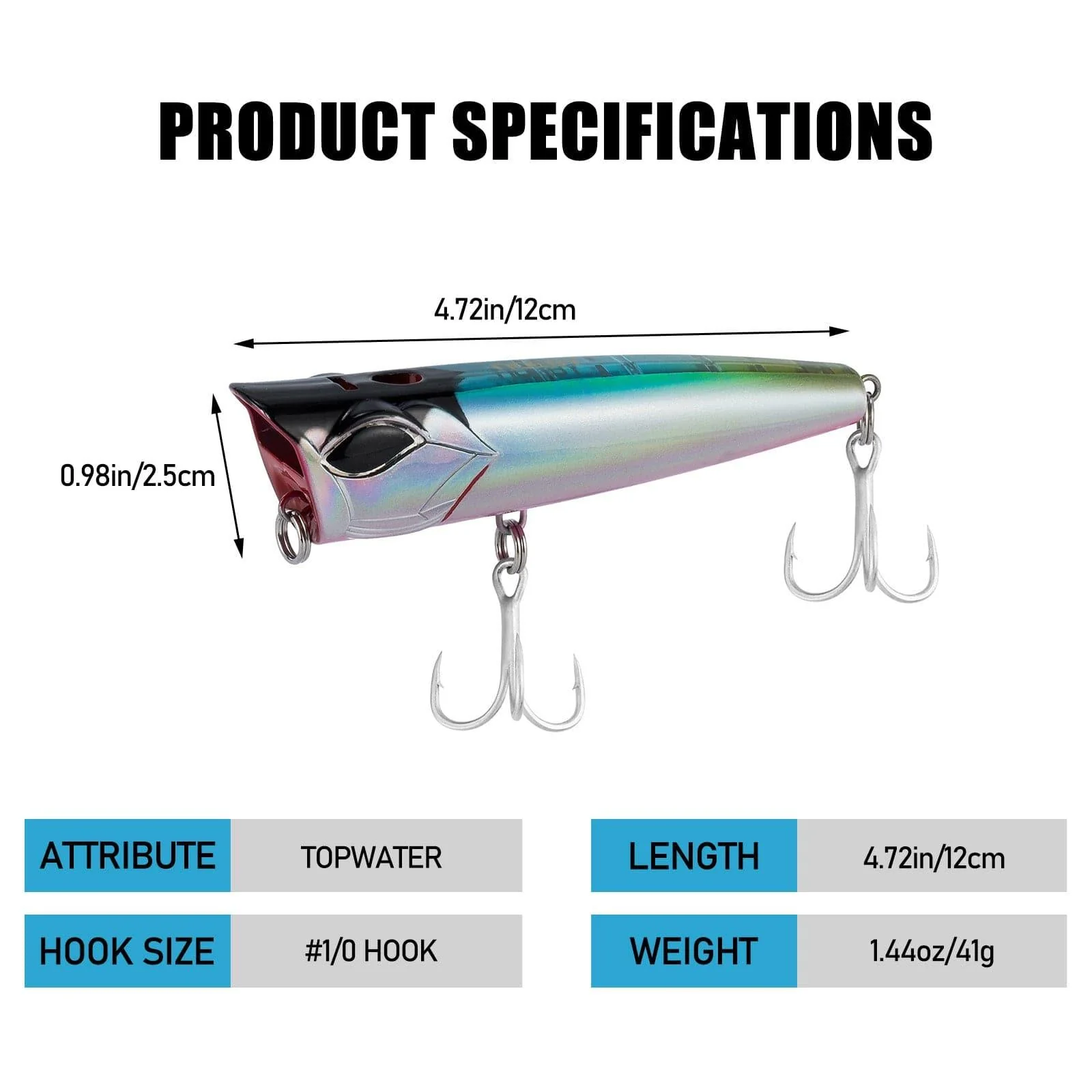 Dr.Fish Topwater Lures with Water Spray Design 4.72''1.44oz - Image 3