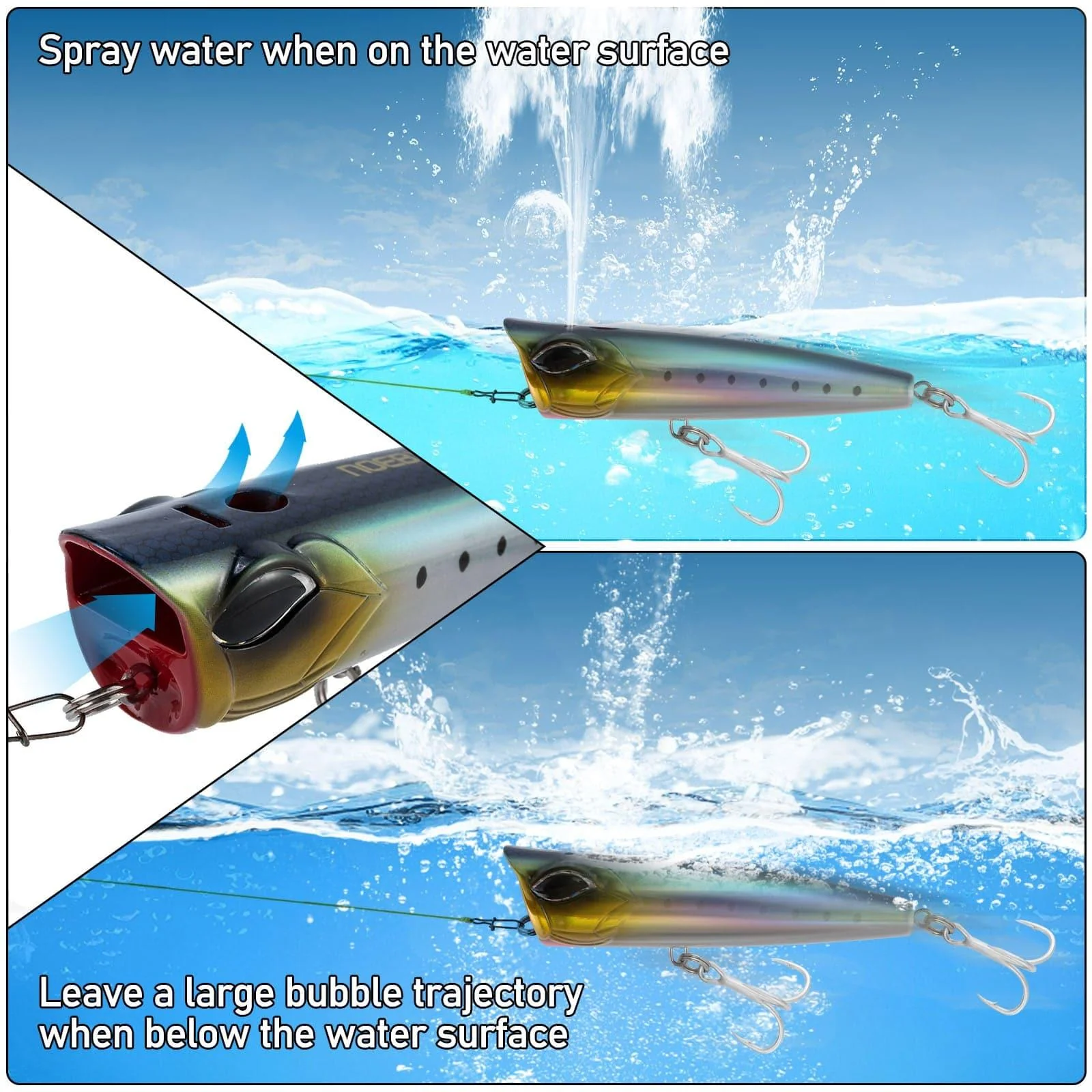 Dr.Fish Topwater Lures with Water Spray Design 4.72''1.44oz - Image 9