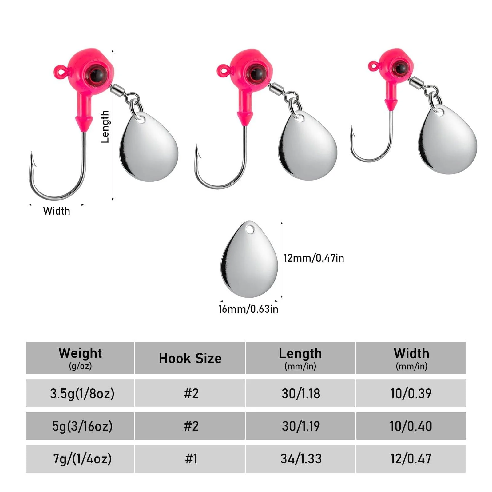 Dr.Fish 10pcs Underspin Jig Heads 1/8oz-1/4oz - Image 8