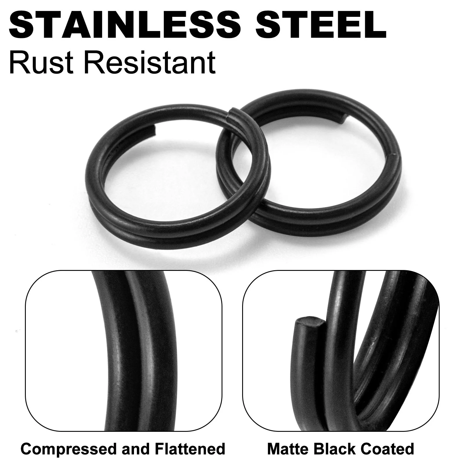 Dr.Fish 50pcs matt black split rings #1-#12 6.6lb-103lb - Image 5