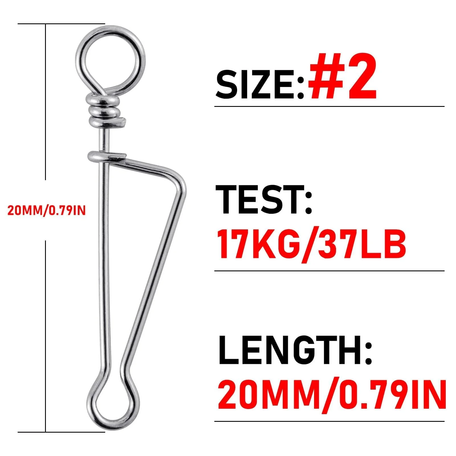 Dr.fish 20pcs Quick Change Clip Hook Lure Connector 13-209lb - Image 8