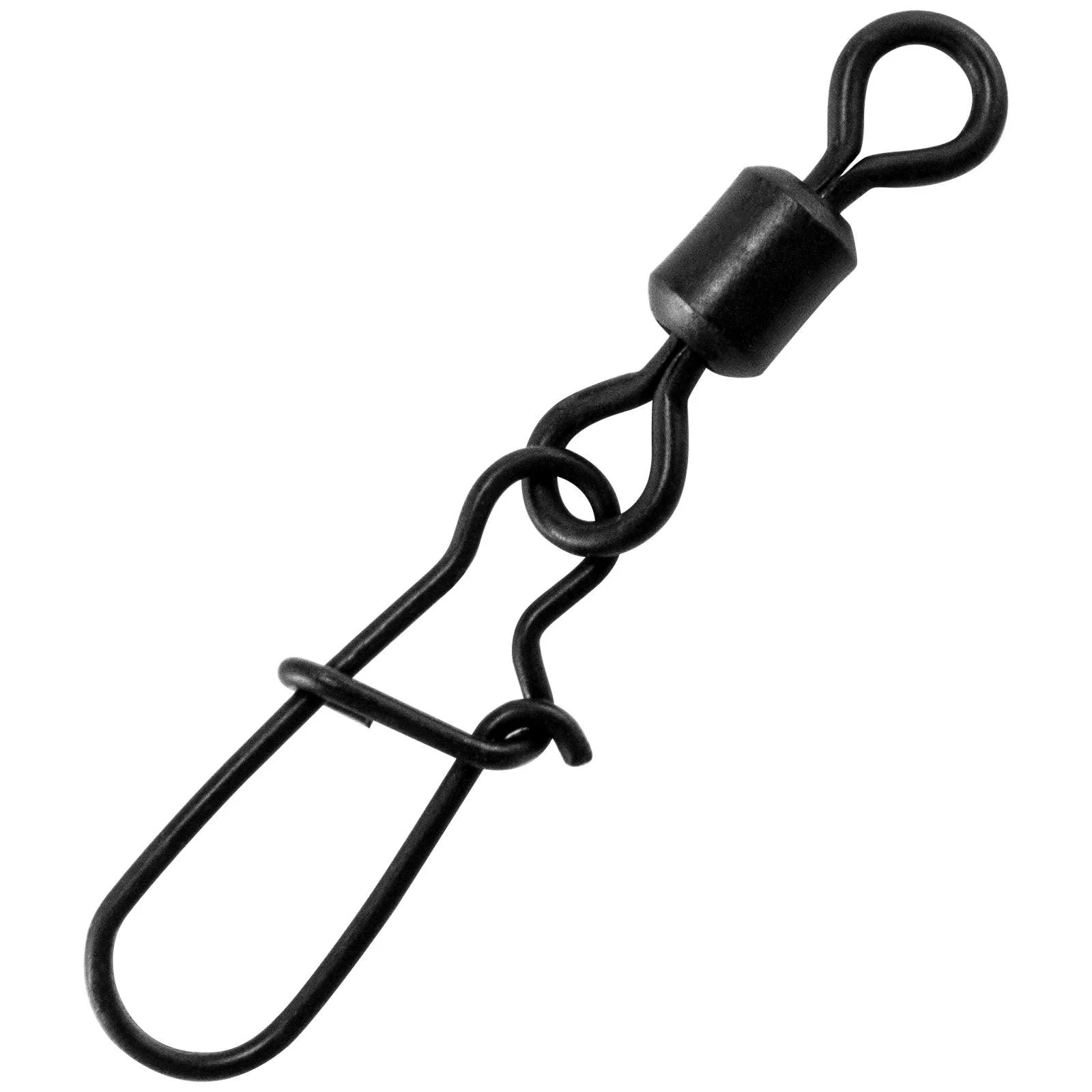 Dr.Fish 50pcs Matt Black Fishing Barrel Rolling Swivel Snap #2-#10