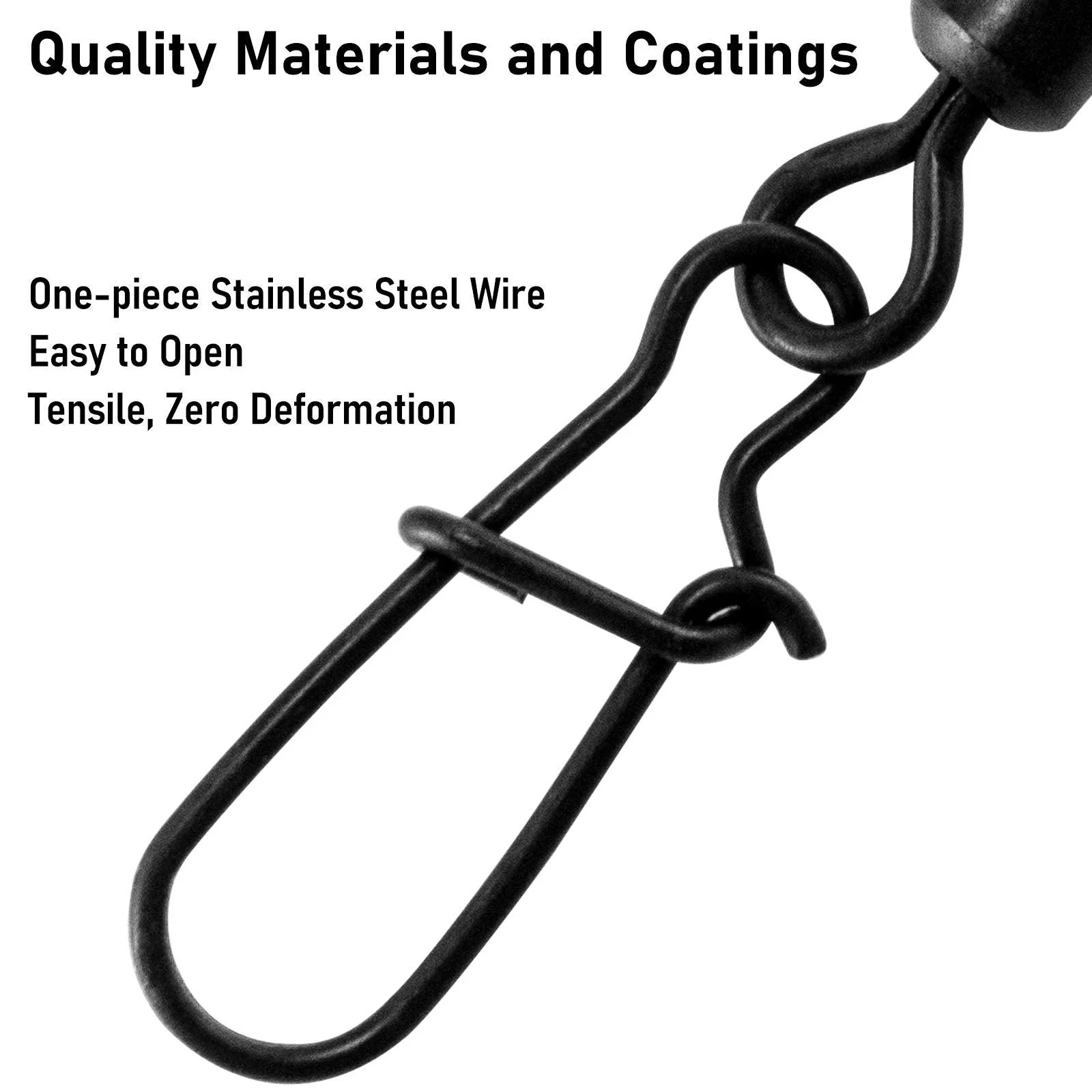 Dr.Fish 50pcs Matt Black Fishing Barrel Rolling Swivel Snap #2-#10 - Image 4