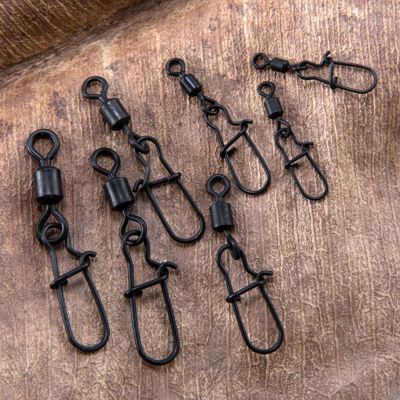 Dr.Fish 50pcs Matt Black Fishing Barrel Rolling Swivel Snap #2-#10 - Image 5
