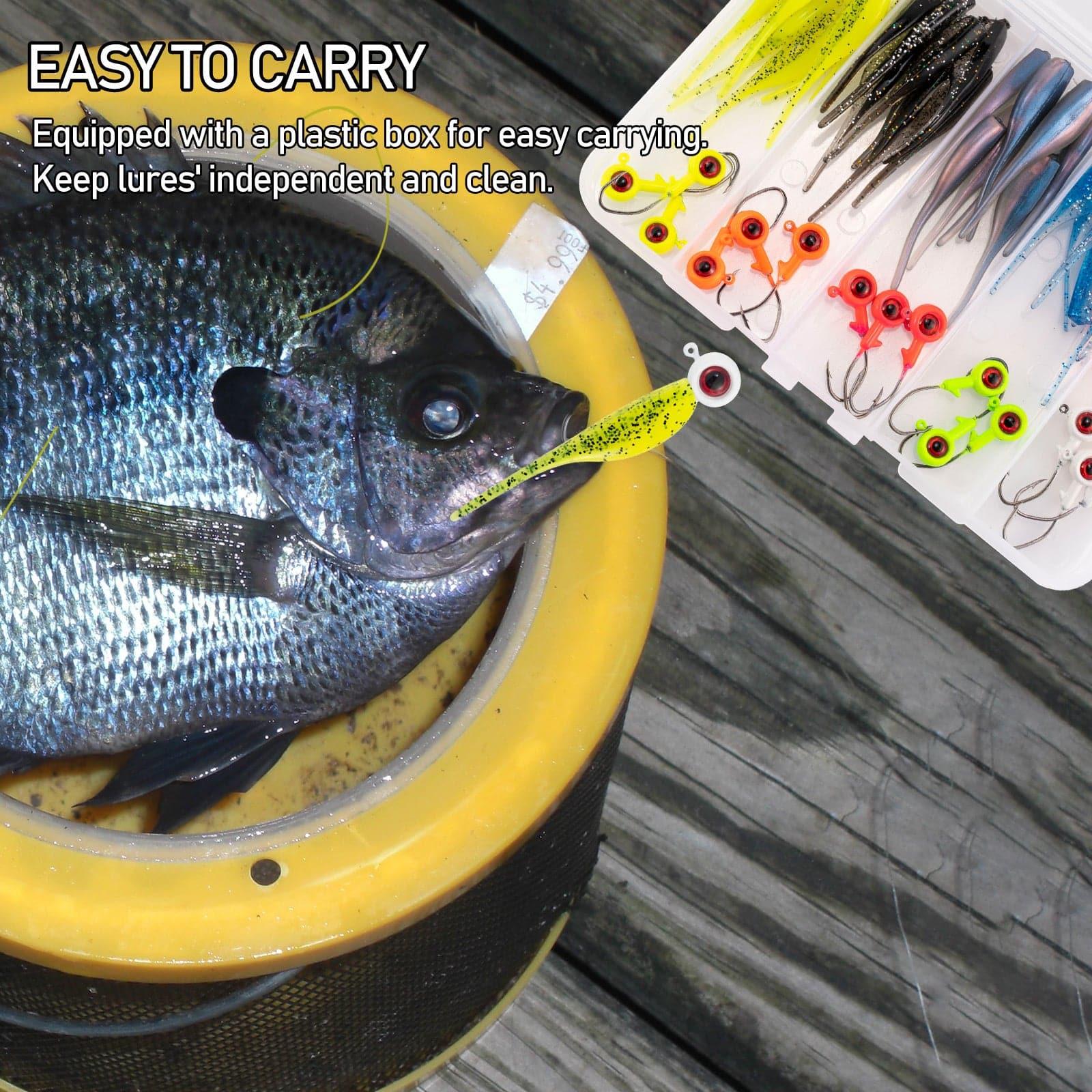 Dr.Fish 55pcs Crappie Lures Kit (5pcs jigs+40pcs Shad Baits) - Image 9