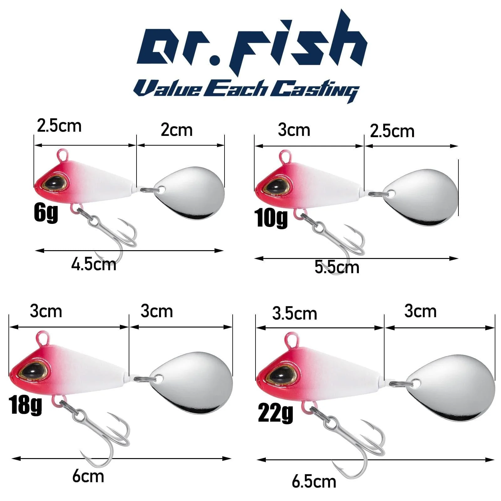 Dr.Fish 5pcs Jig Spinner Fishing Bait 6-22g - Image 6