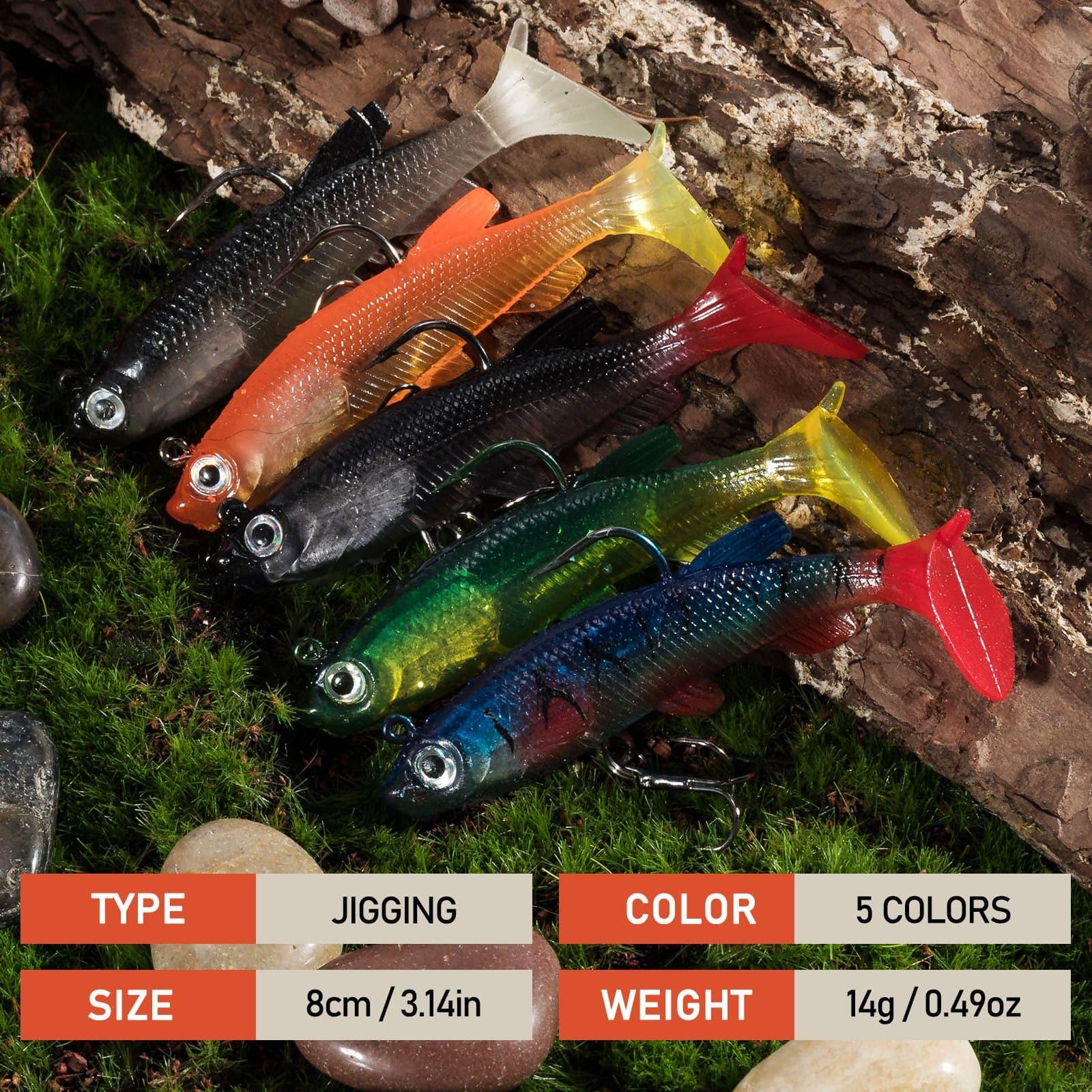 Dr.Fish 5pcs Paddle-Tail soft baits 3.14'' 0.49oz - Image 2