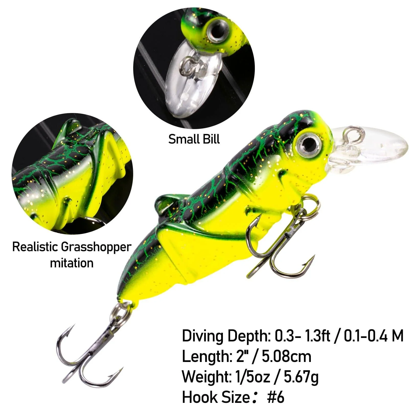 Dr.Fish 5pcs Crankbait Lure kit 1/5oz-3/10oz - Image 4