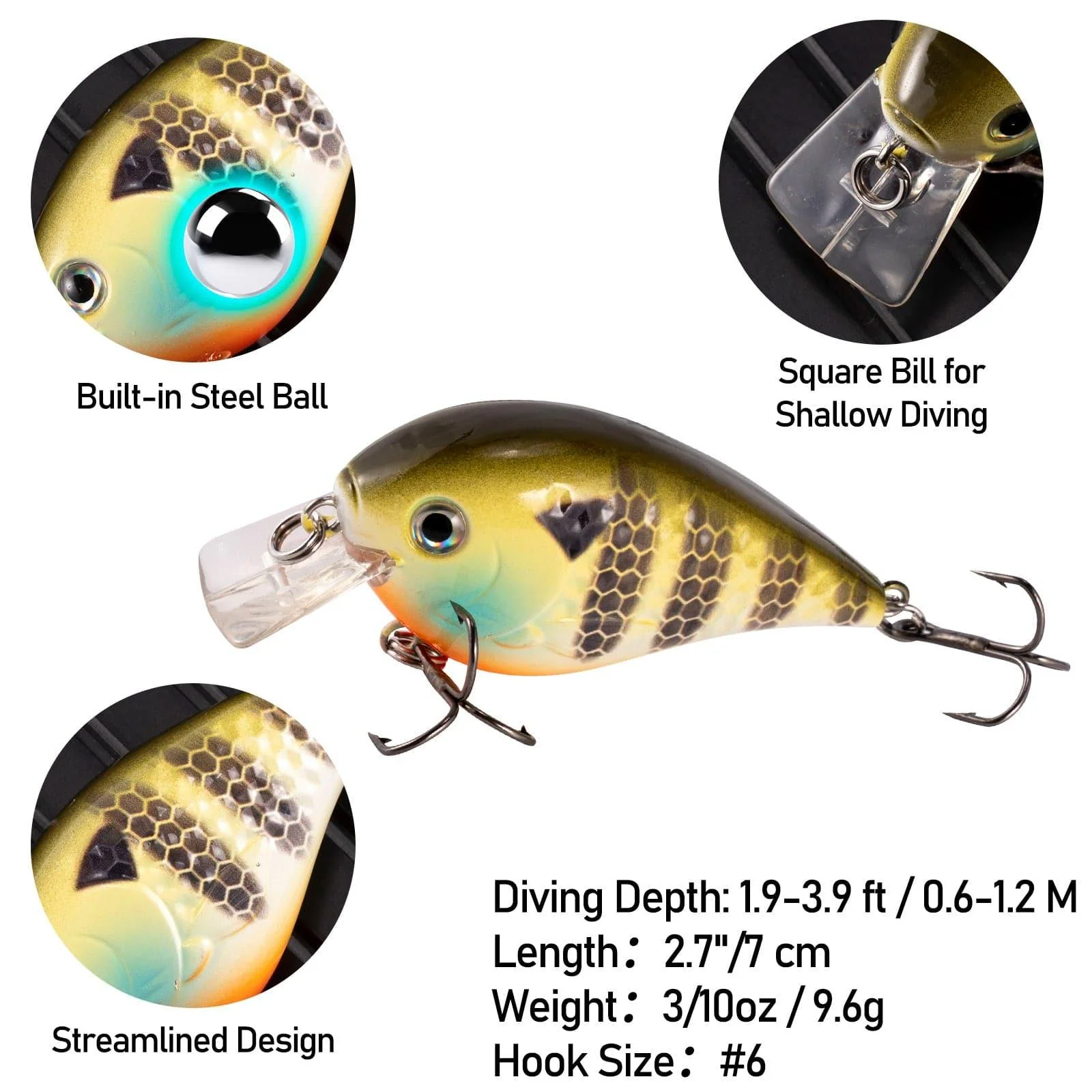 Dr.Fish 5pcs Crankbait Lure kit 1/5oz-3/10oz - Image 5