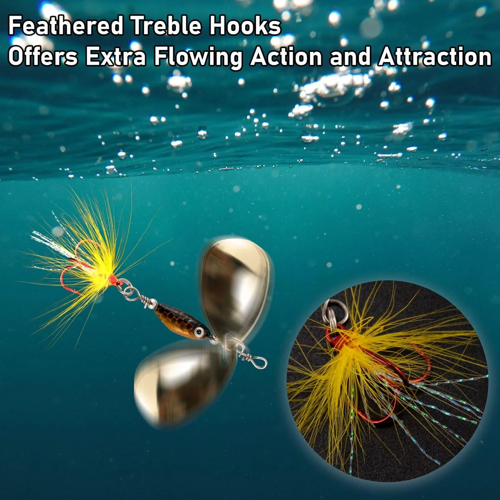 Dr.Fish 5pcs Inline Spinners BaitRooster Tail Lures kit - Image 3