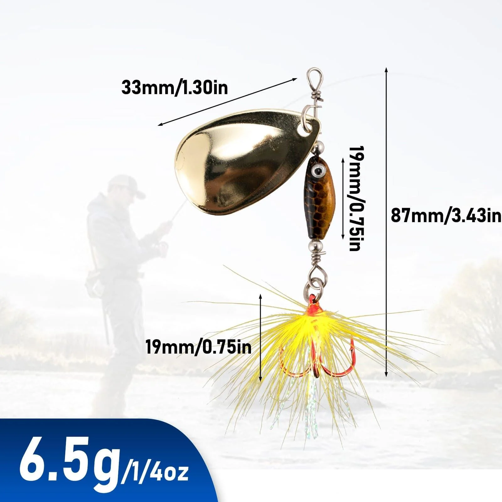 Dr.Fish 5pcs Inline Spinners BaitRooster Tail Lures kit - Image 5