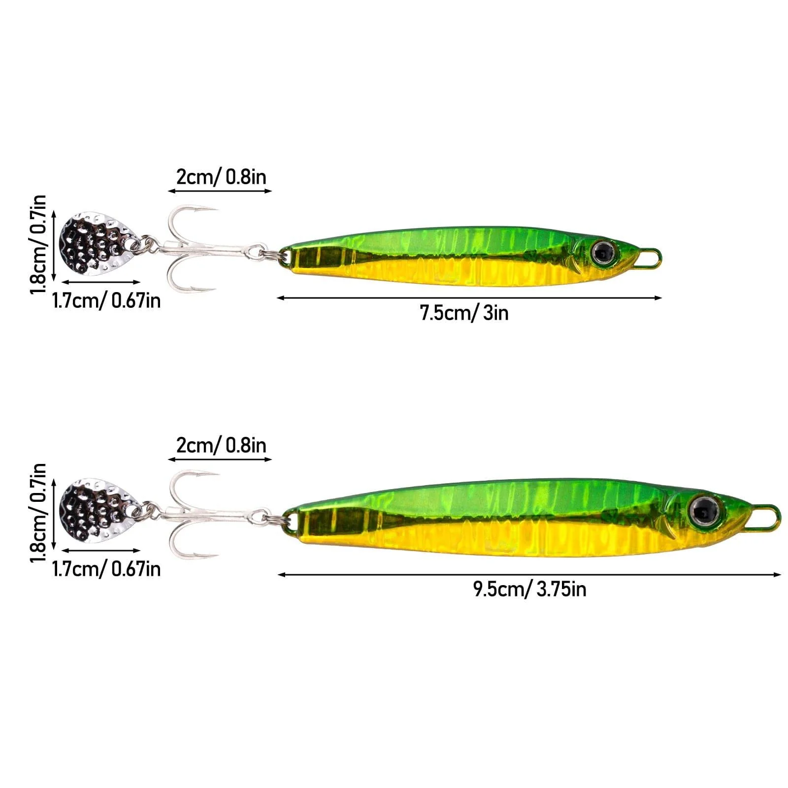 Dr.Fish 5pcs Metal  Spinner Vertical Jigs 3-3.75'' - Image 2